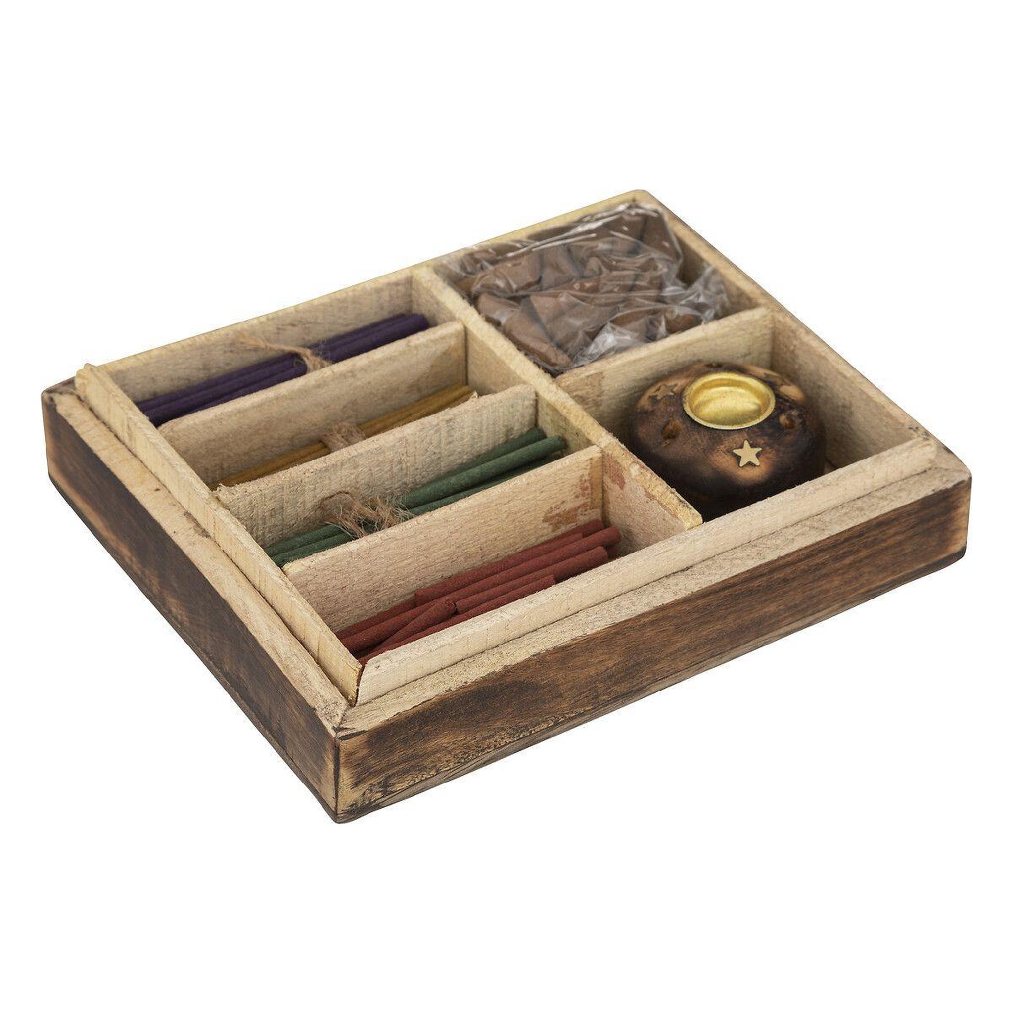 Voir la diapositive 2 : ATMOSPHERA Coffret d'encens en bois  taly  25cm marron