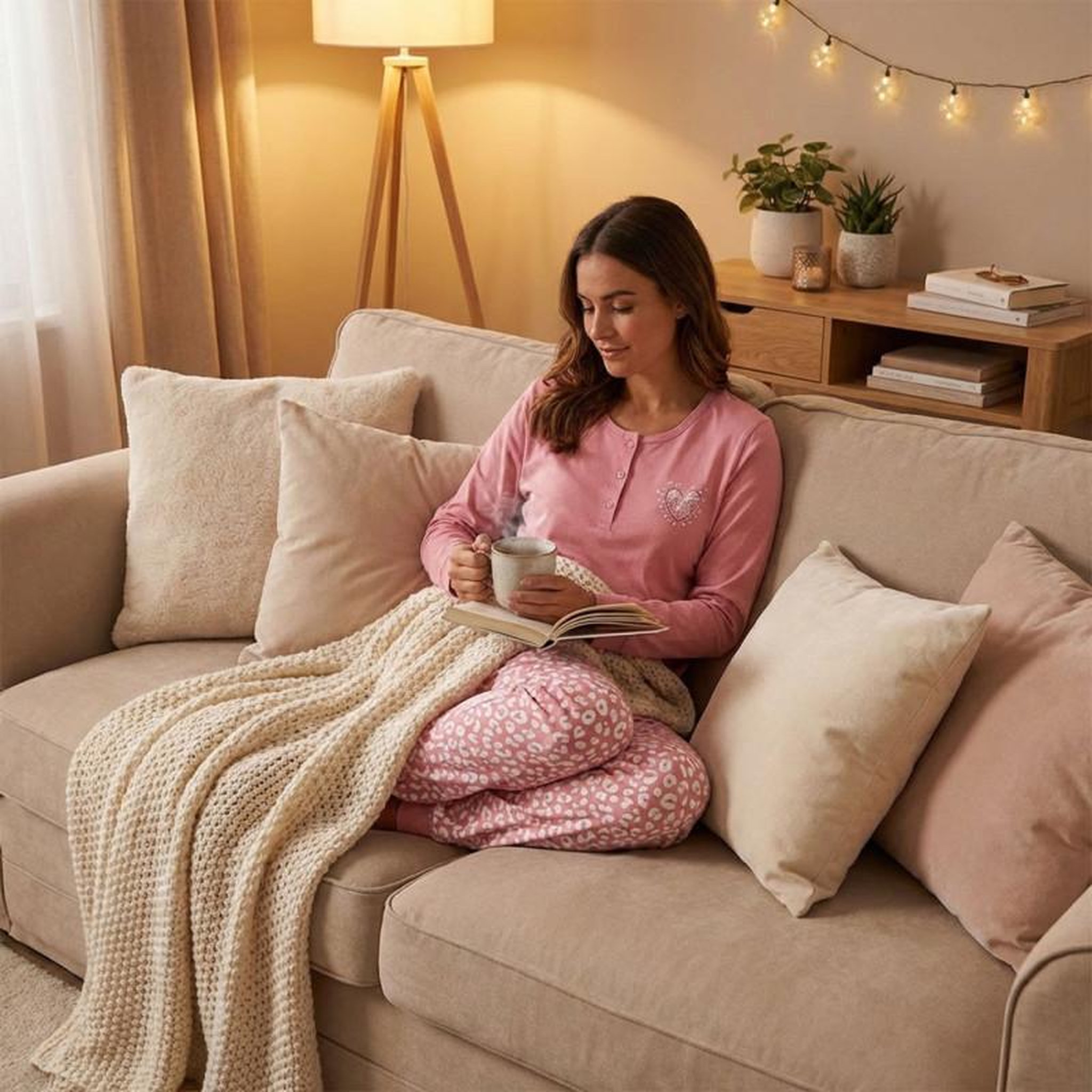 Voir la diapositive 4 : OZABI OZABI Ensemble Pyjama Long Femme Haut Manches Longues