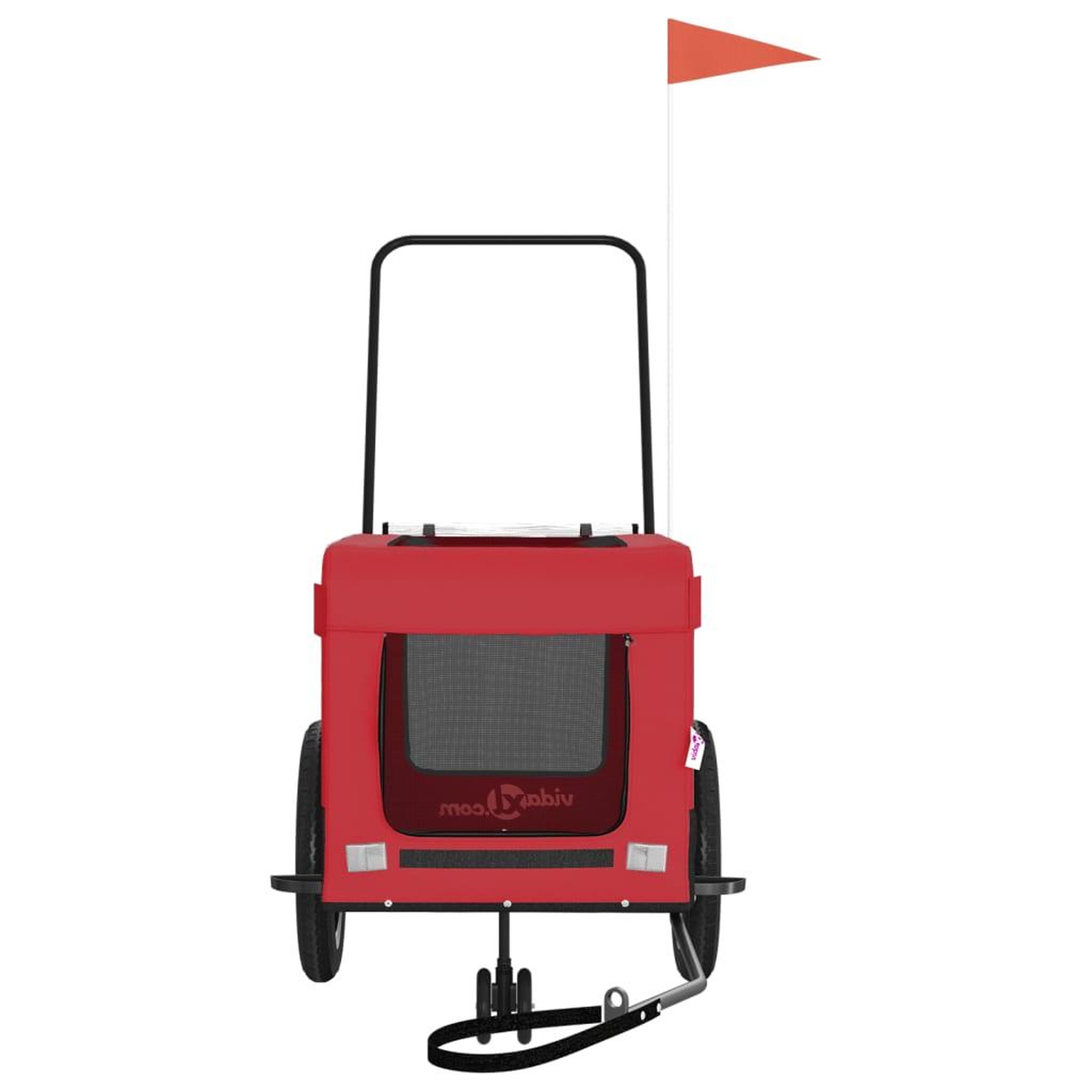 Voir la diapositive 5 : VIDAXL Remorque de velo pour animaux de compagnie rouge et noir