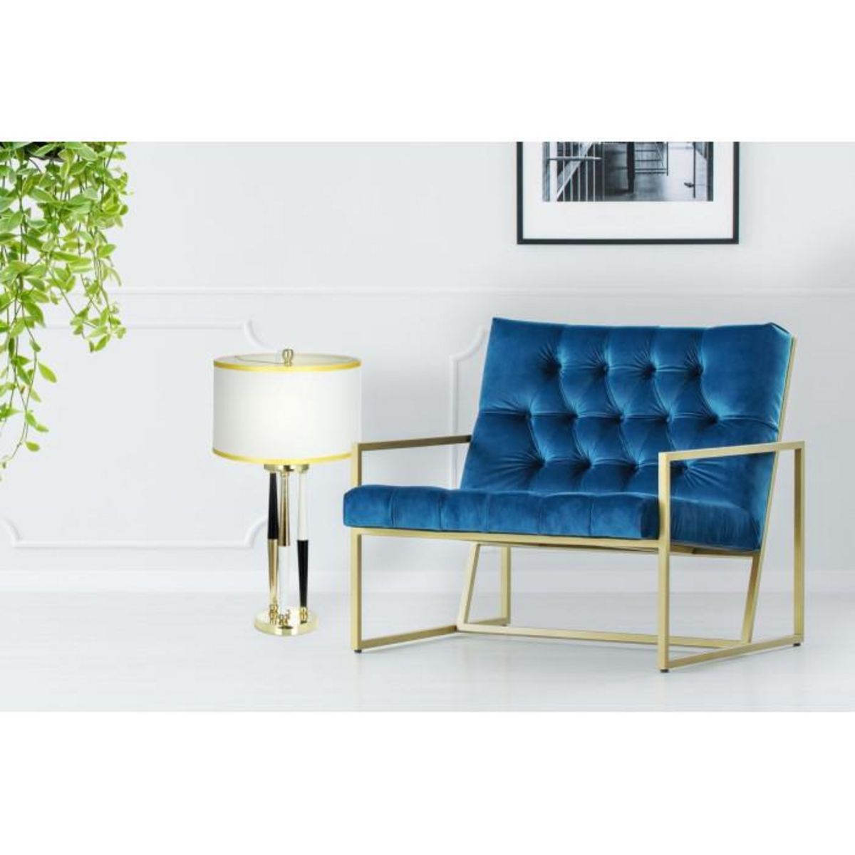 Paris Prix Lampe à Poser Design  Paralla  76cm Blanc & Or