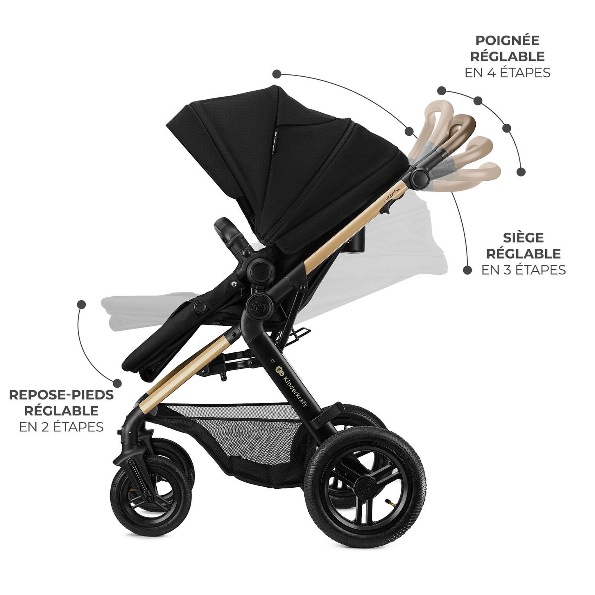 Voir la diapositive 5 : KINDERKRAFT Poussette trio moov 2 pratique et confortable