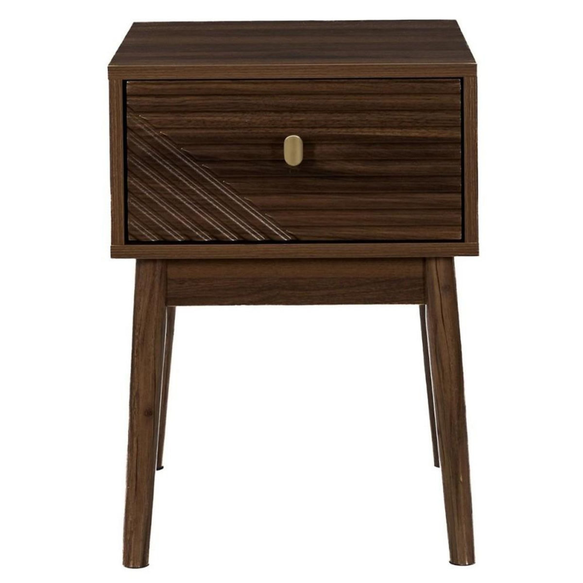 The Home Deco Factory Table de chevet marron 1 tiroir avec poignée dorée