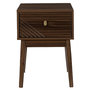 Voir la diapositive 4 : The Home Deco Factory Table de chevet marron 1 tiroir avec poignée dorée