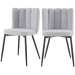 Rendez vous déco Lot de 2 chaises en tissu gris et pieds en métal noir - Rosy. Coloris disponibles : Gris