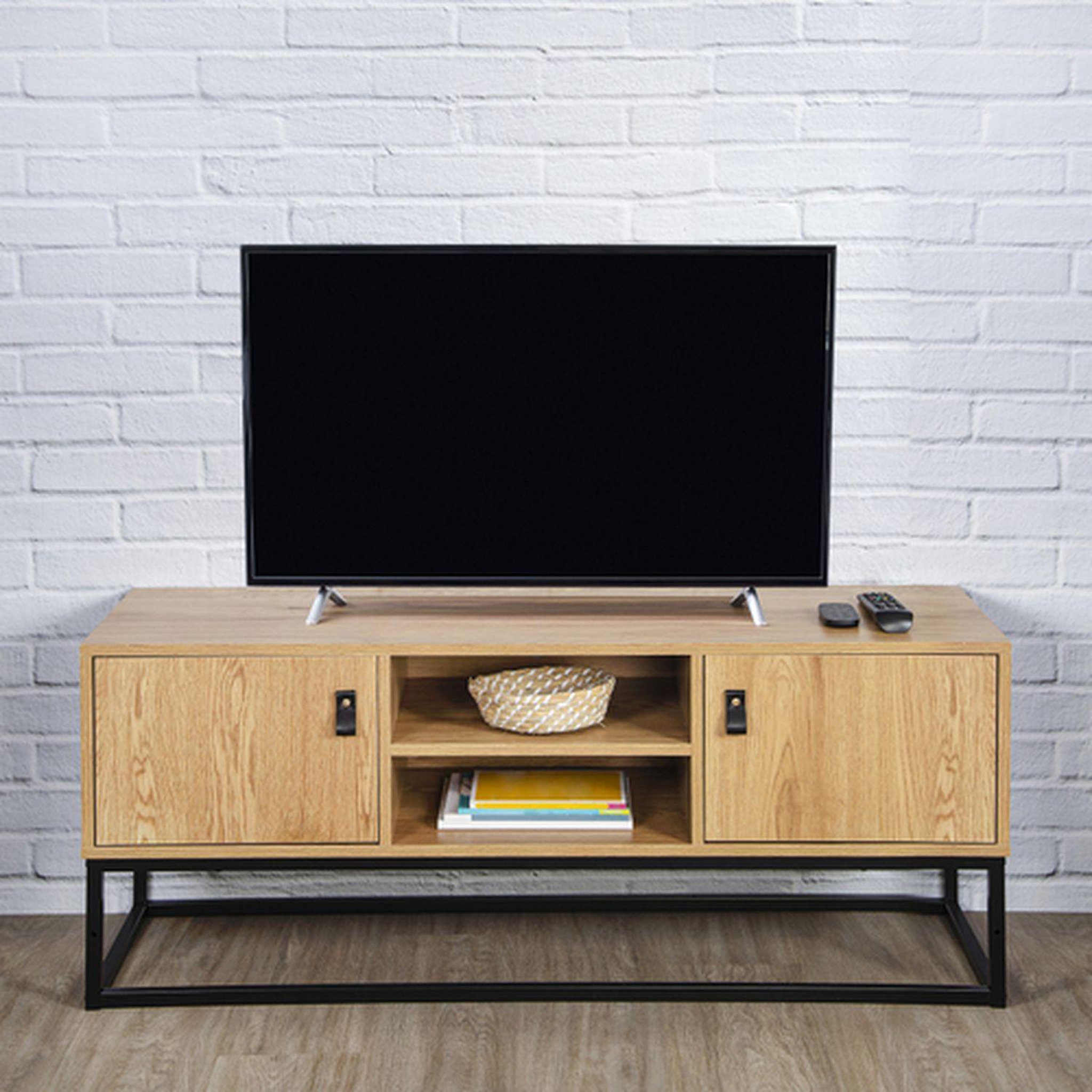 Voir la diapositive 4 : The Home Deco Factory Meuble tv design bois et métal abbott - l. 117 x h. 48 cm - noir