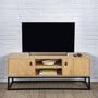 Voir la diapositive 4 : The Home Deco Factory Meuble TV design bois et métal Abbott - L. 117 x H. 48 cm - Noir