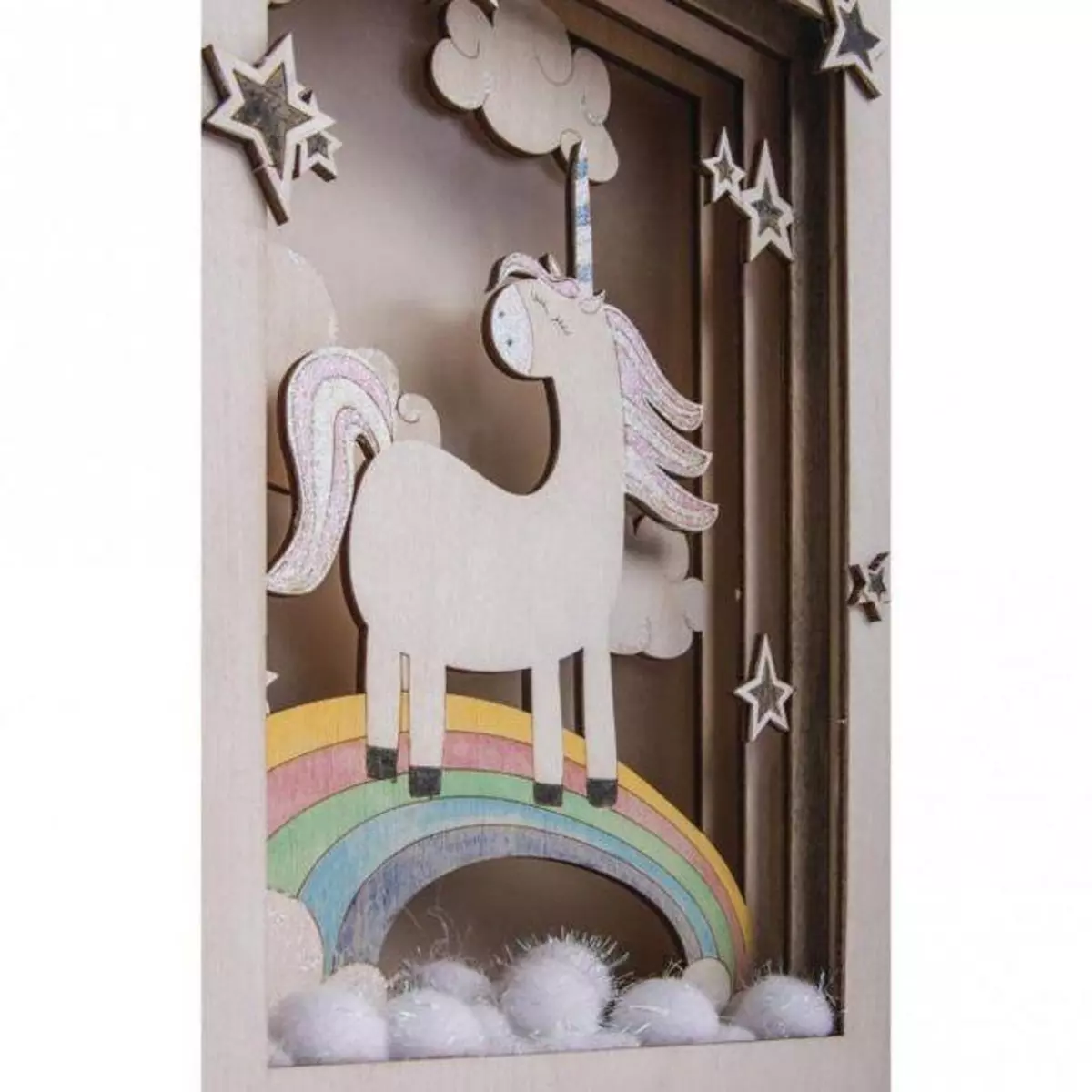 Rayher Cadre décoratif en bois à motif 3D - 20 x 30 x 6,5 cm - Licorne