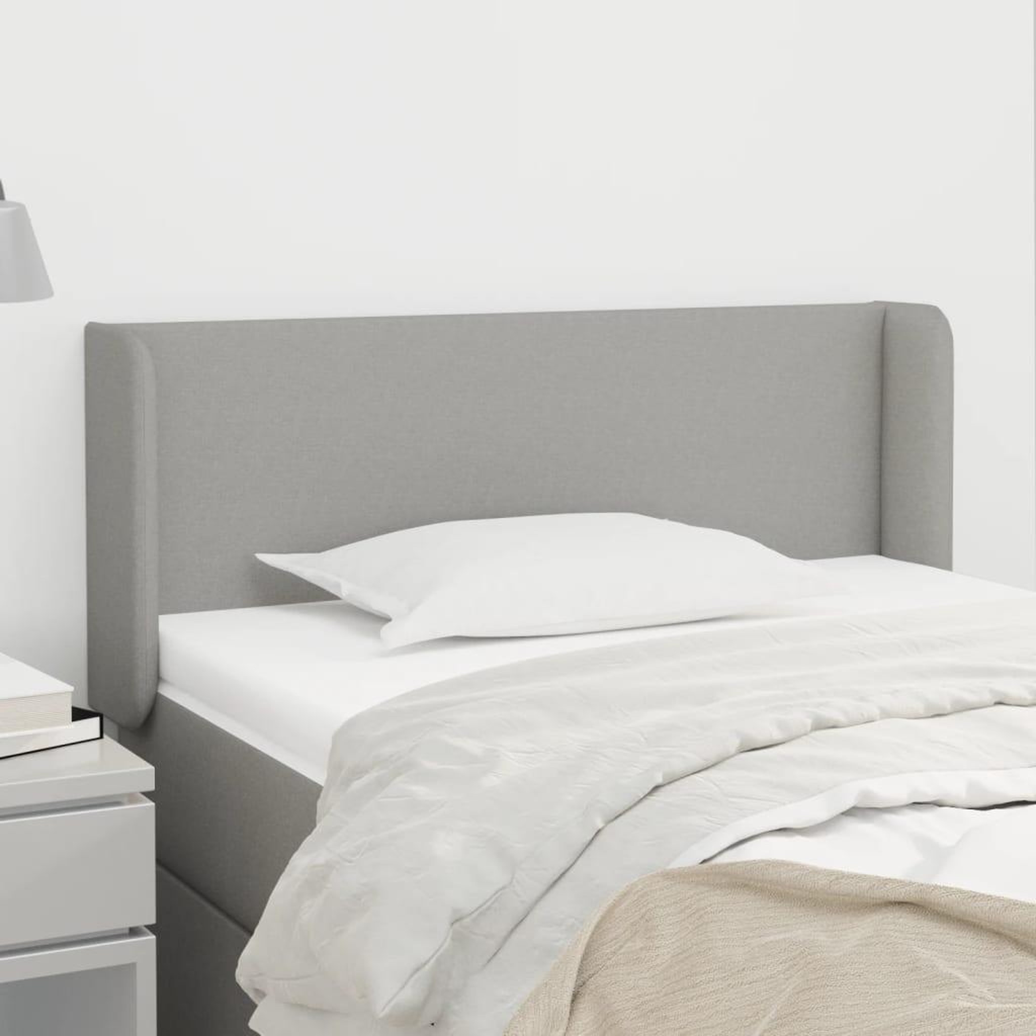 Voir la diapositive 1 : VIDAXL Tete de lit avec oreilles Gris clair 93x16x78/88 cm Tissu