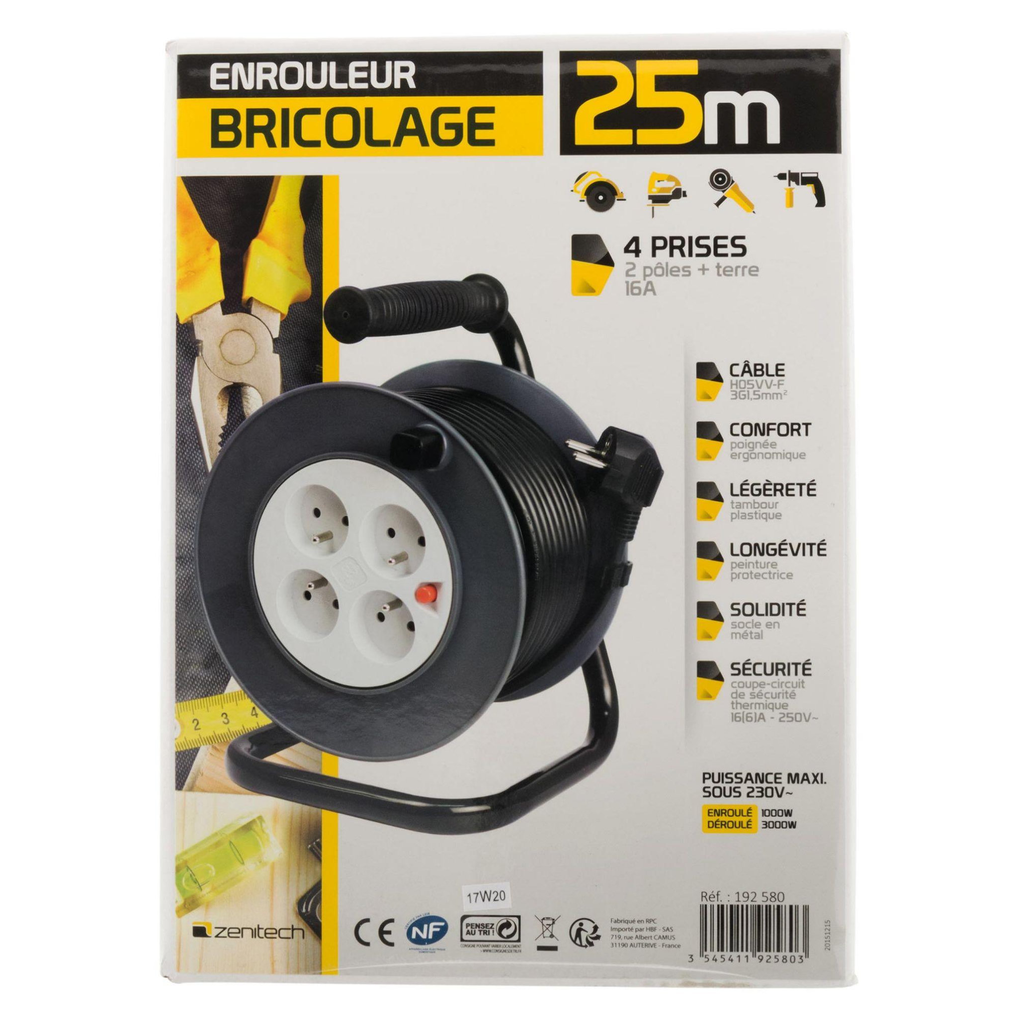 Voir la diapositive 2 : INOTECH Enrouleur bricolage 25m - 192 580