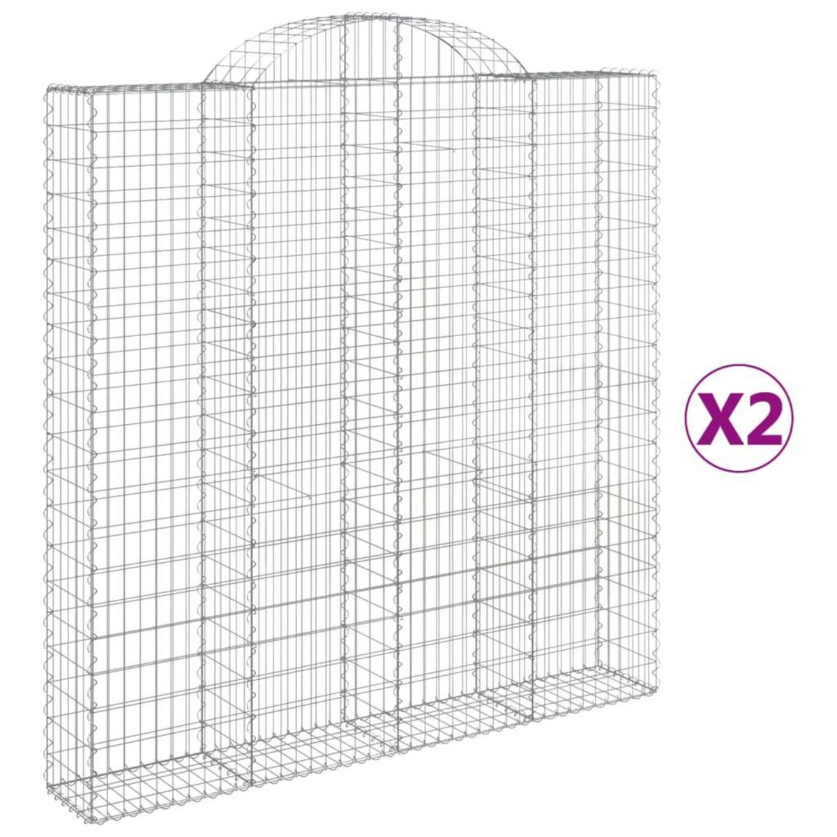 VIDAXL Paniers a gabions arques 2 pcs 200x30x200/220 cm fer galvanise
