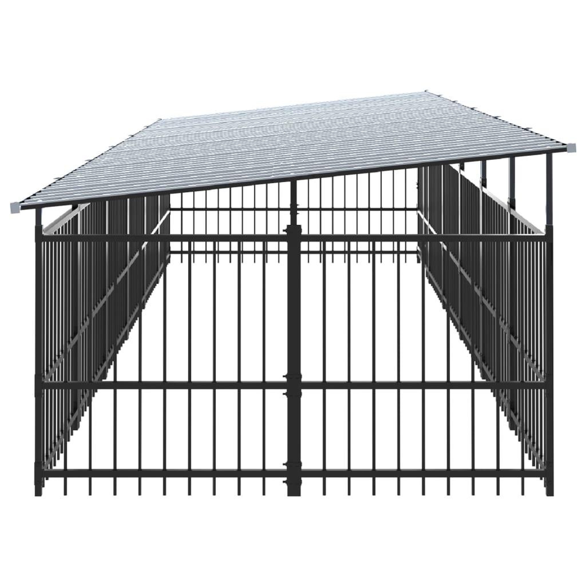 Voir la diapositive 4 : VIDAXL Chenil d'exterieur avec toit pour chiens Acier 11,26 m²