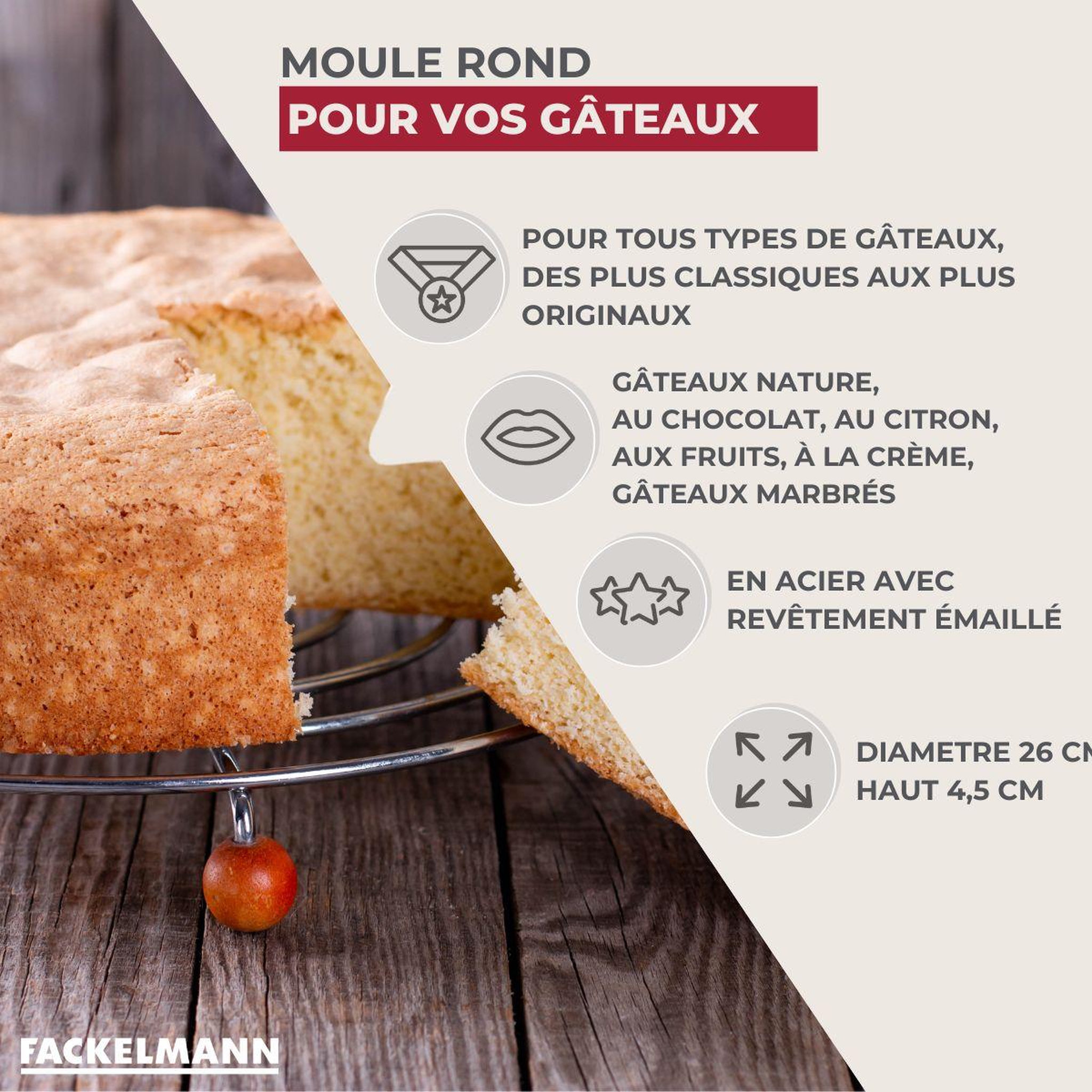 Voir la diapositive 3 : Fackelmann Moule à manqué émaillé 26 cm fackelmann
