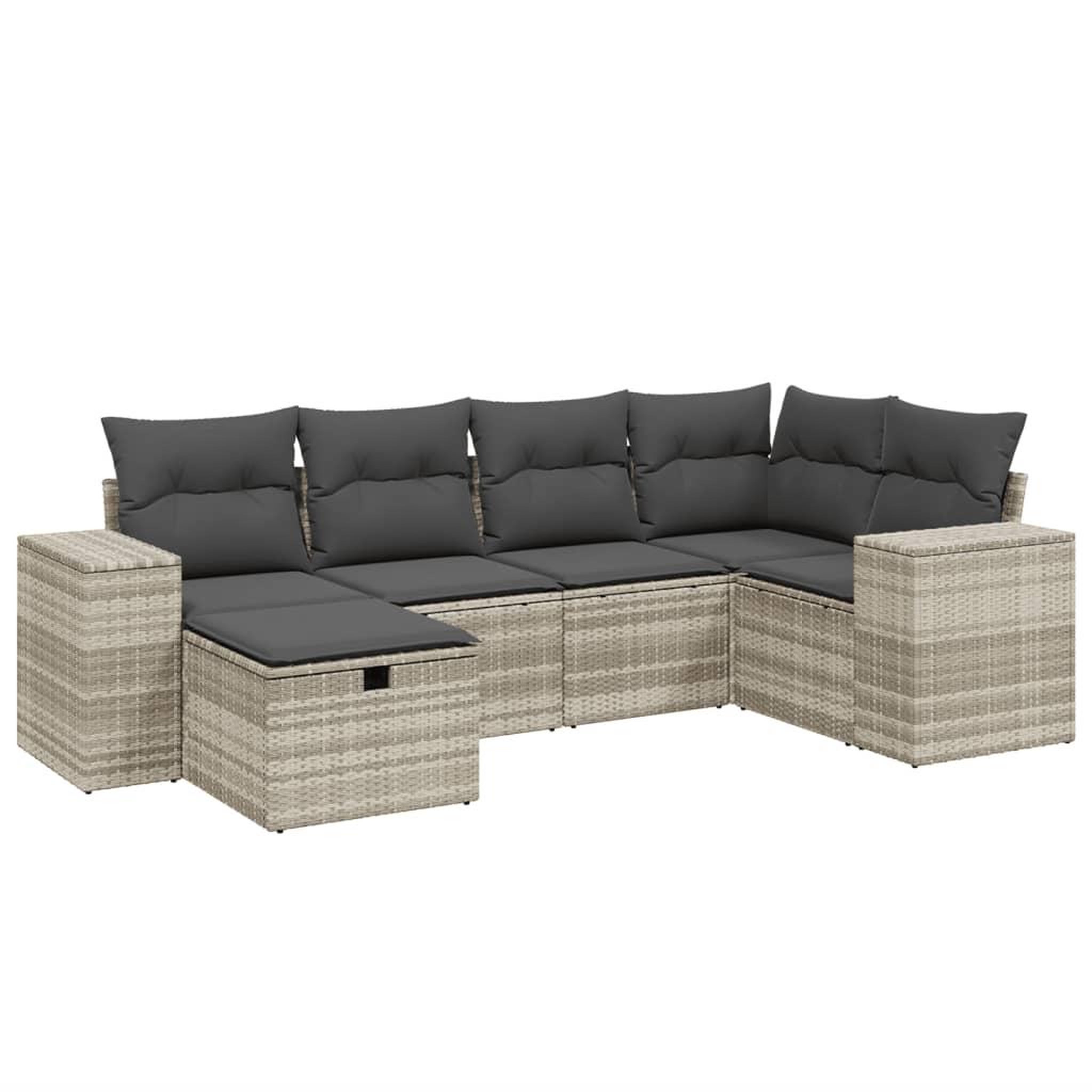 Voir la diapositive 2 : VIDAXL Salon de jardin 6 pcs avec coussins gris clair resine tressee