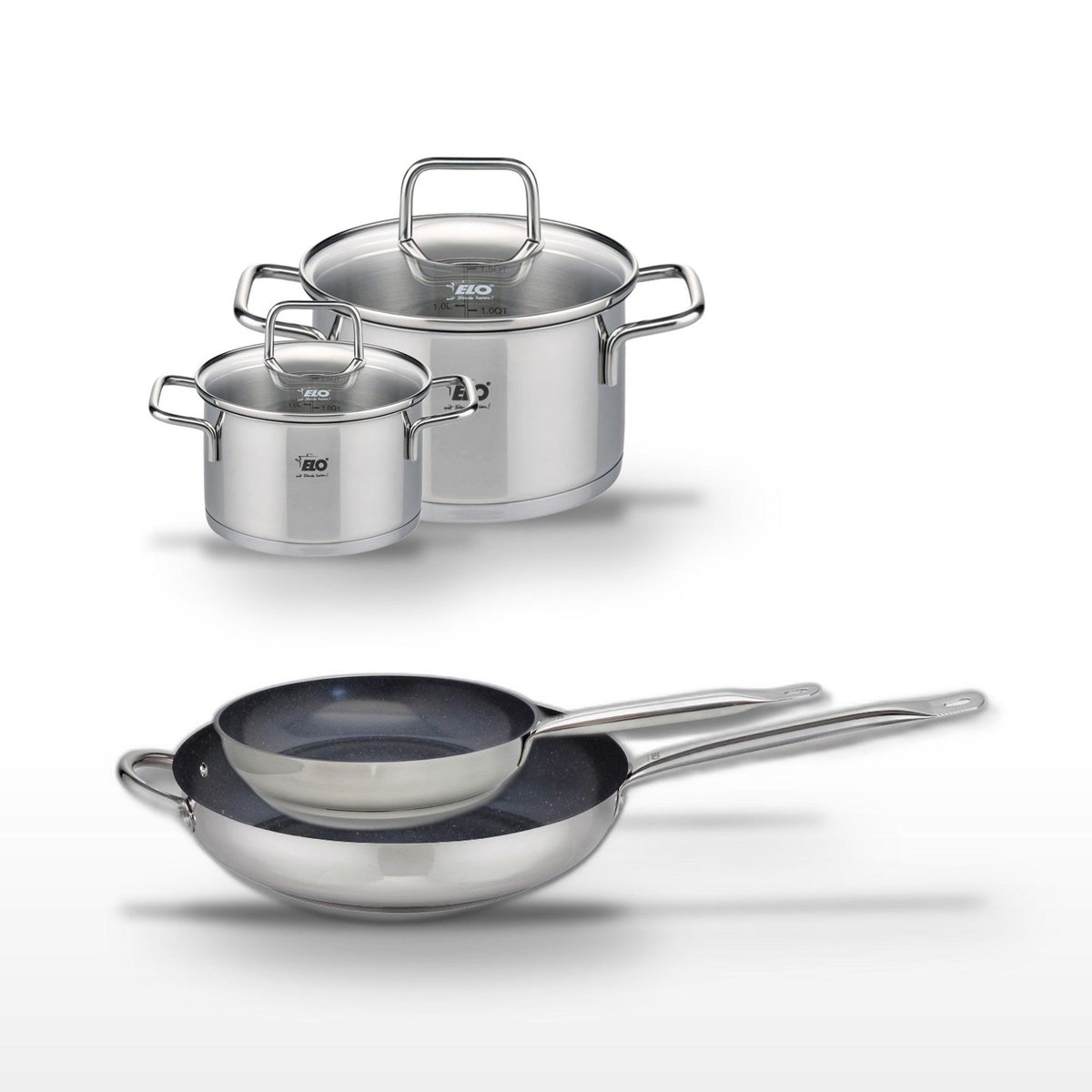 ELO Lot Poêles 24/32 cm & Faitouts 14/20 cm Elo Profi Therm Platinum