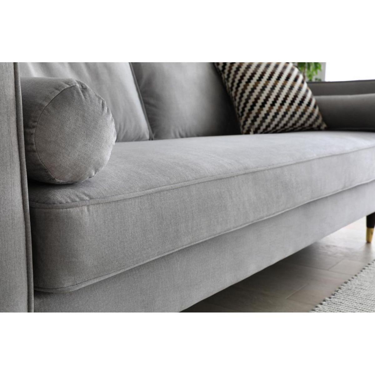 CONCEPT USINE Canapé 3 places en velours gris clair NALHA