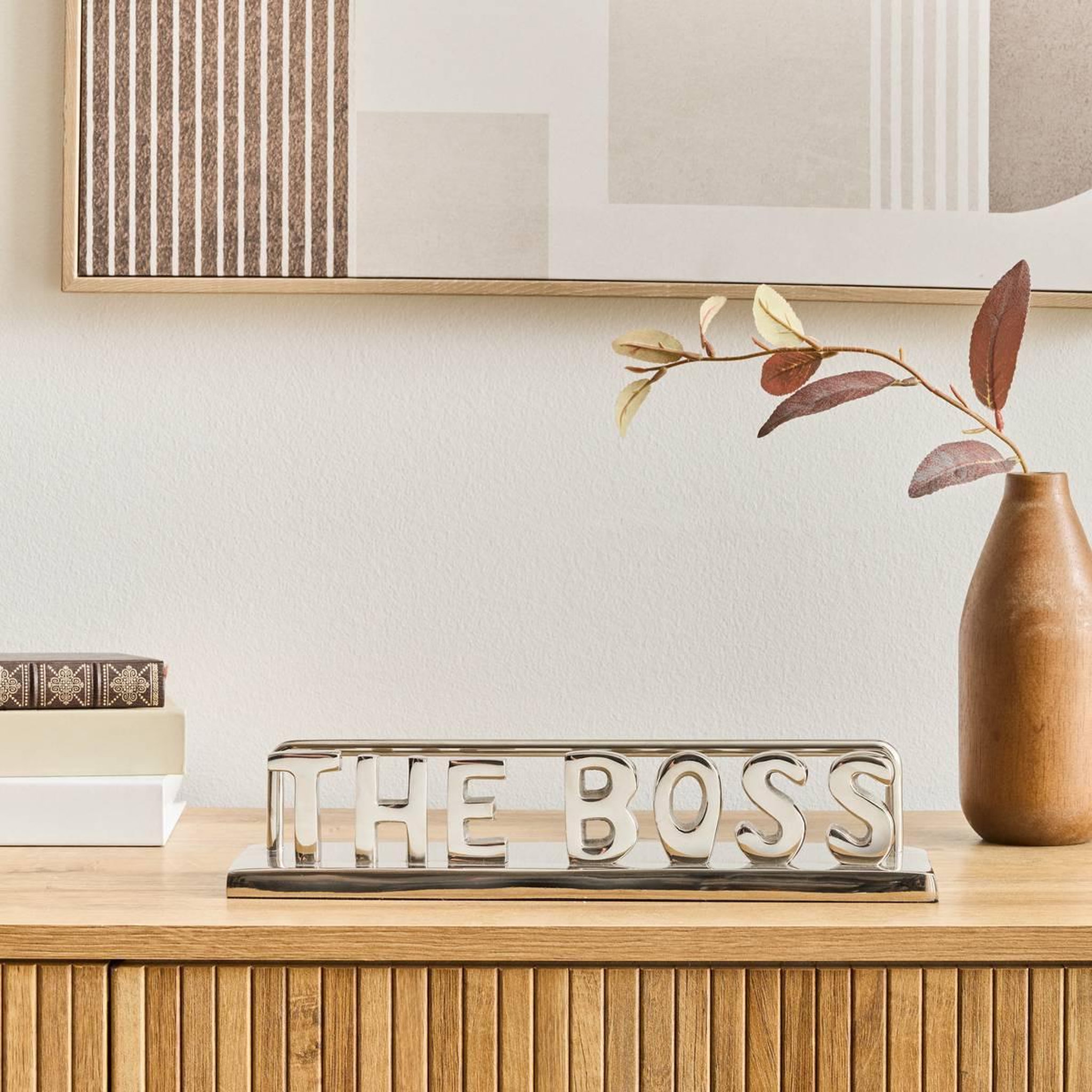 Voir la diapositive 3 : ATMOSPHERA Mot déco à poser  the boss  31cm argent