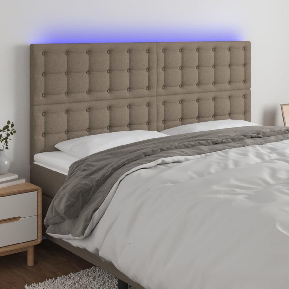 VIDAXL Tete de lit a LED Taupe 160x5x118/128 cm Tissu