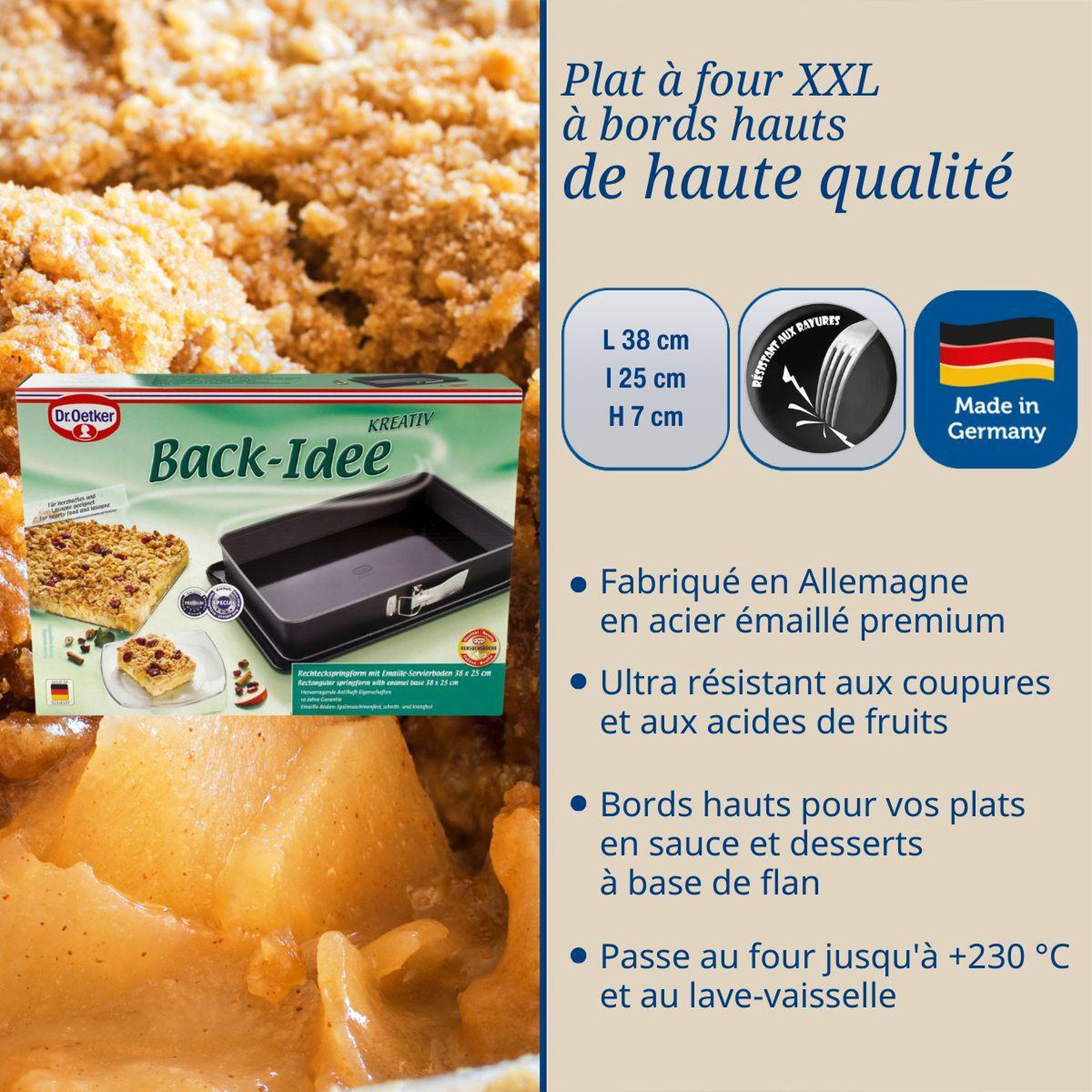 Voir la diapositive 3 : DR.OETKER Moule à gâteau et plat four 38 x 25 x 7 cm dr oetker back-idee kreativ