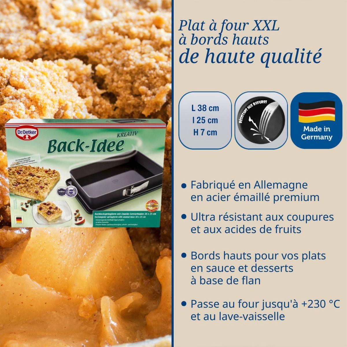 DR.OETKER Moule à gâteau et plat four 38 x 25 x 7 cm Dr Oetker Back-Idee Kreativ