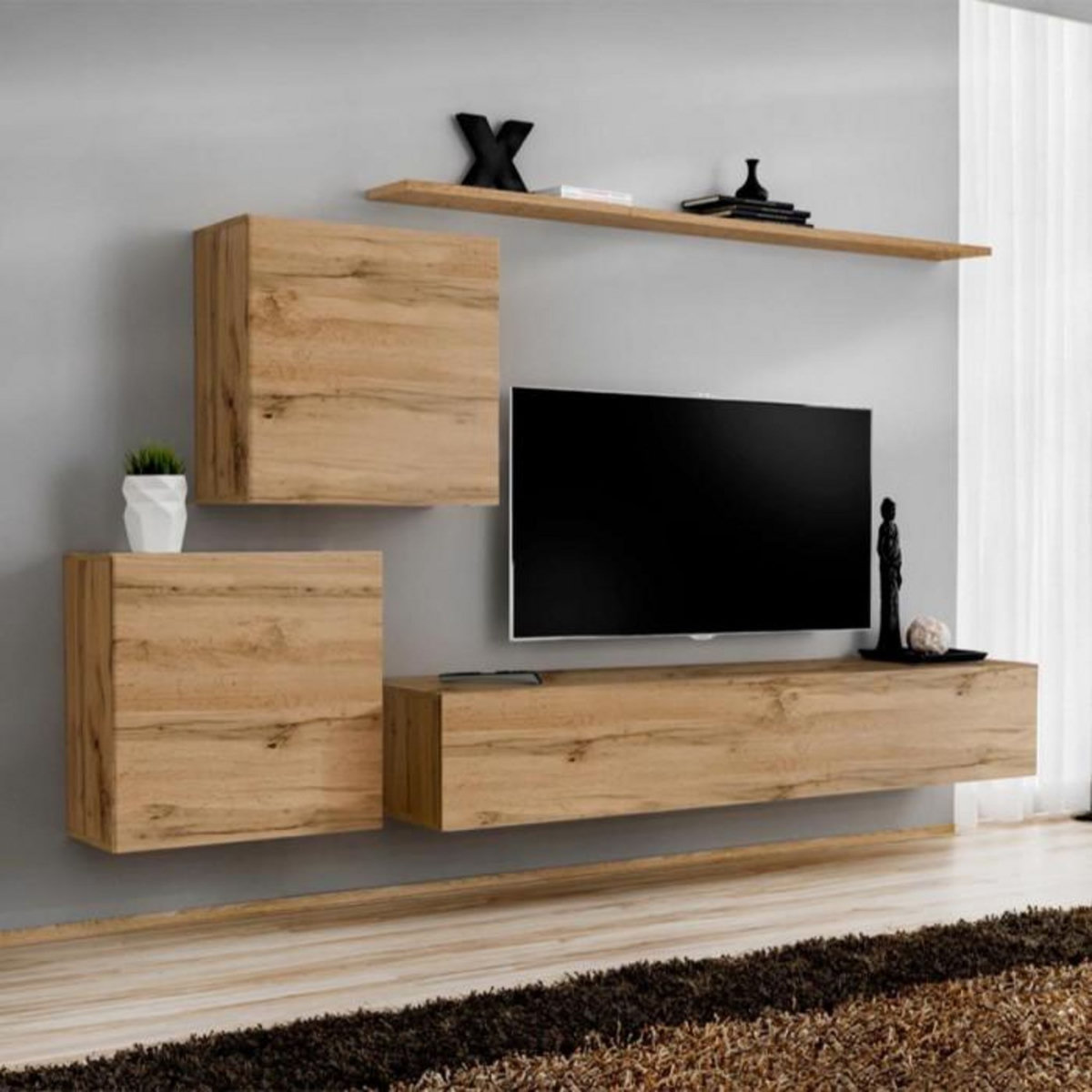Paris Prix Meuble TV Mural Design  Switch V  250cm Naturel