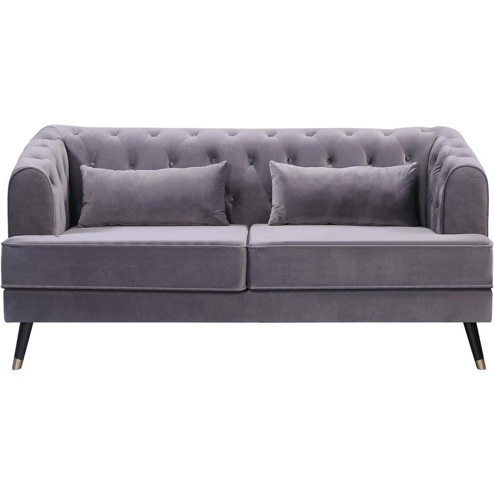 Voir la diapositive 2 : Habitat et Jardin Canapé fixe en velours  gloria  - 216 x 86 x 76 cm - 3 places - gris