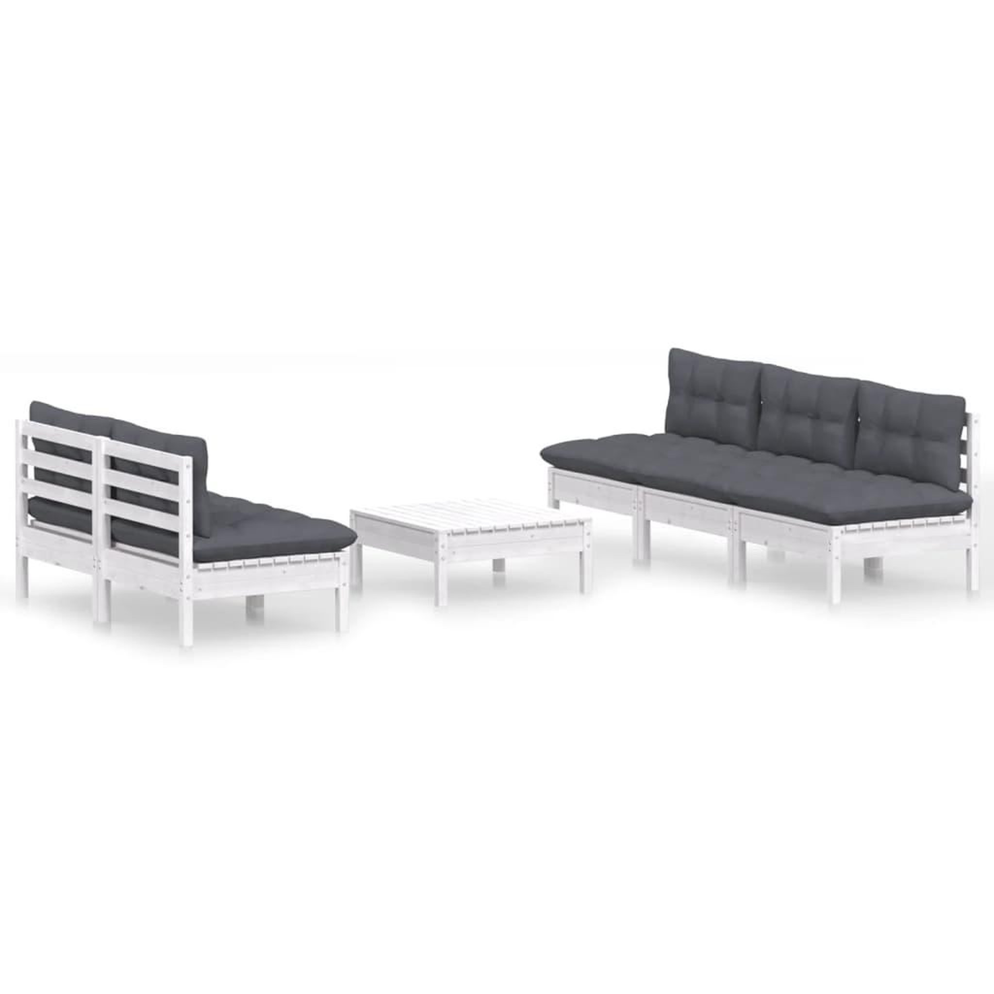 Voir la diapositive 2 : VIDAXL Salon de jardin 6 pcs avec coussins anthracite bois de pin