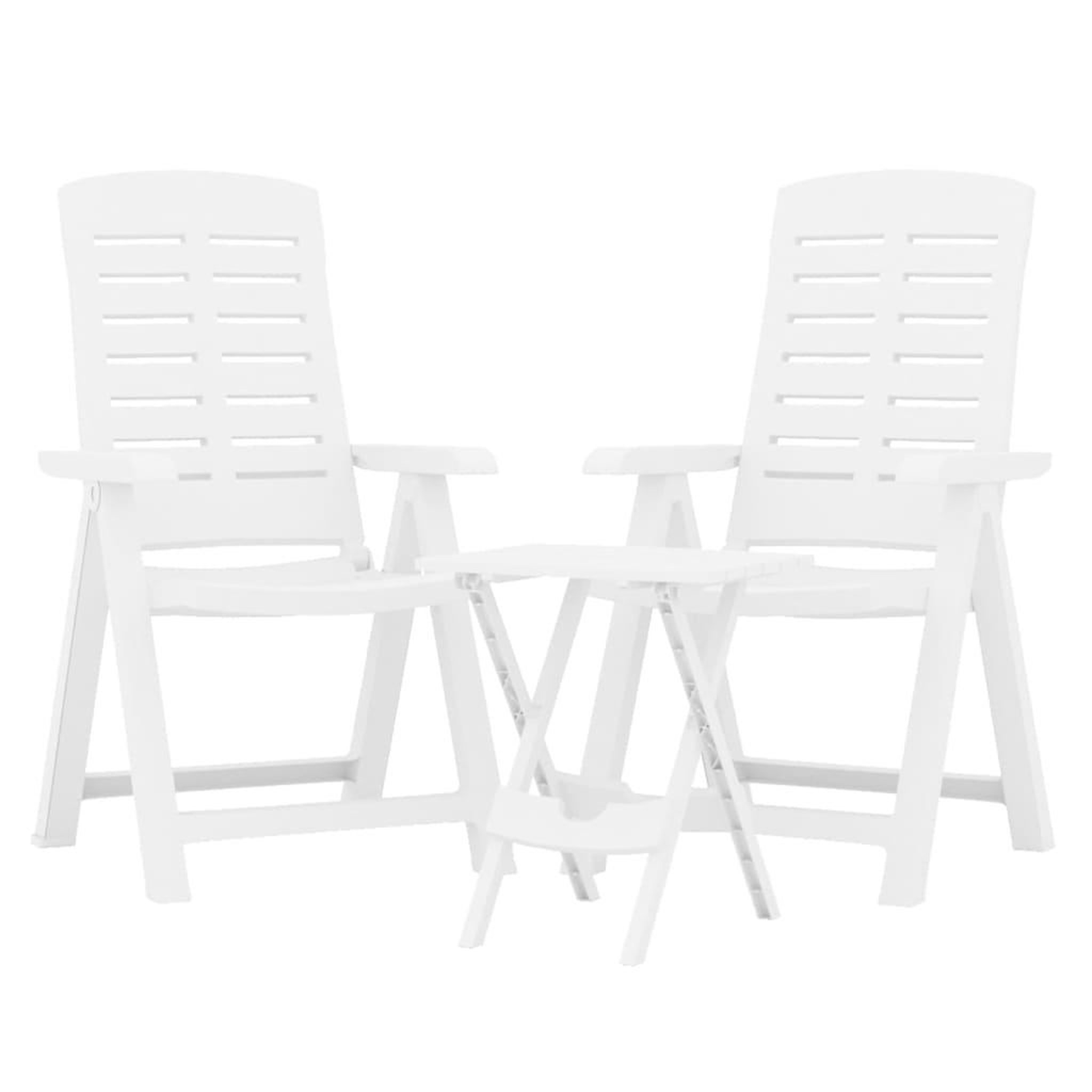 Voir la diapositive 3 : VIDAXL Ensemble a manger de jardin 3 pcs Blanc Polypropylene