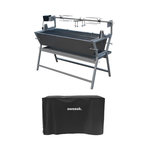 SWEEEK Rôtissoire charbon de bois motorisée inclinable en inox avec tournebroche avec housse
