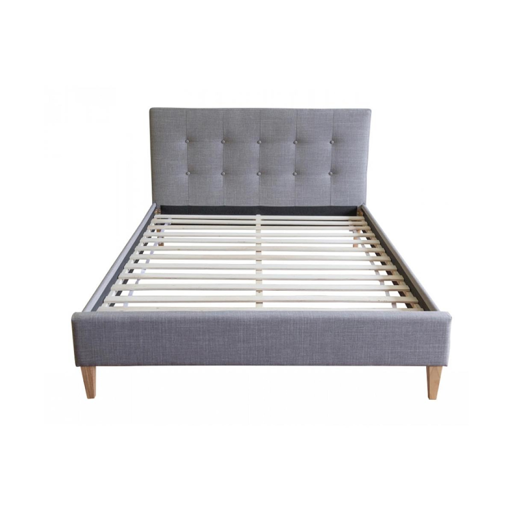 Voir la diapositive 2 : HomeStyle4U Lit double rembourré en tissu gris 180 x 200 cm pour un confort optimal