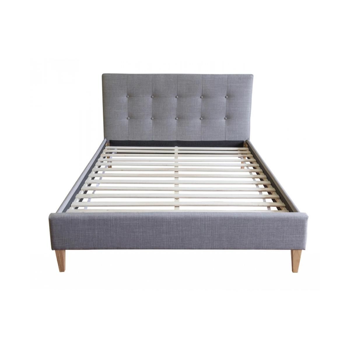 HomeStyle4U Lit double rembourré en tissu gris 180 x 200 cm pour un confort optimal