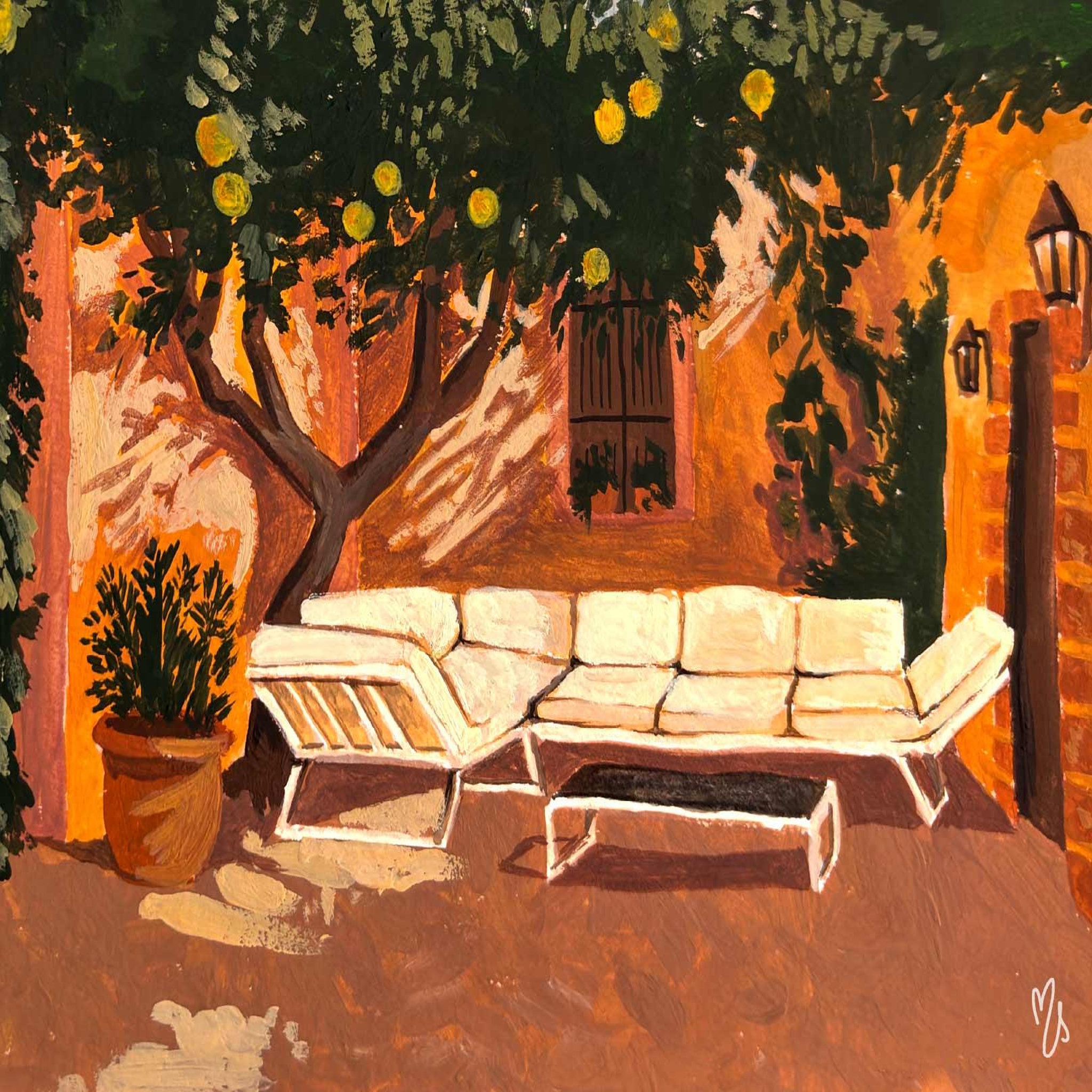 Voir la diapositive 2 : BEST MOBILIER Konna - salon de jardin d'angle en acier blanc - 5 places - coussin beige et table incluse