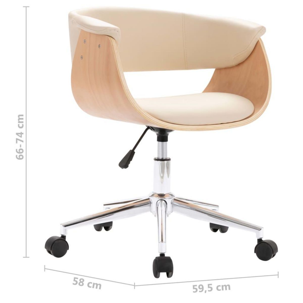 VIDAXL Chaise pivotante de bureau Creme Bois courbe et similicuir