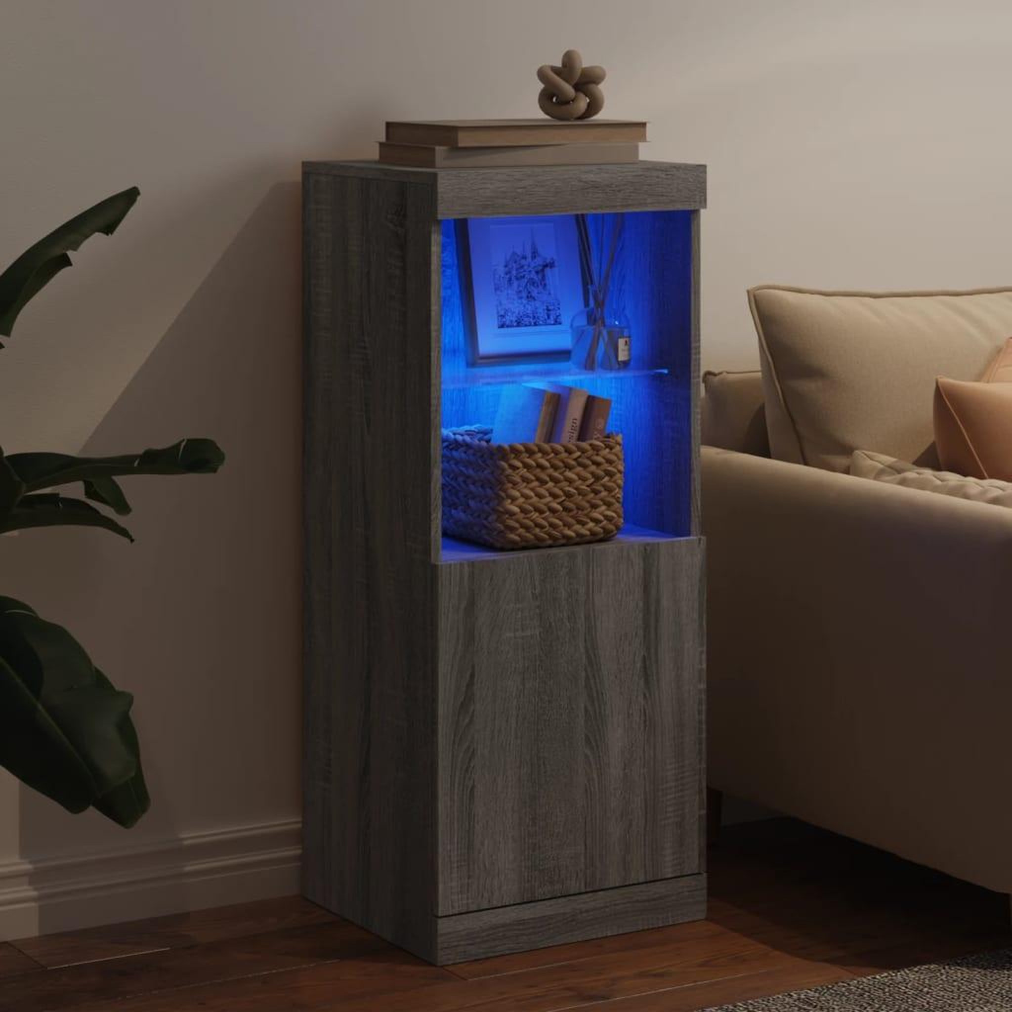 Voir la diapositive 3 : VIDAXL Buffet avec lumieres LED sonoma gris 41x37x100 cm