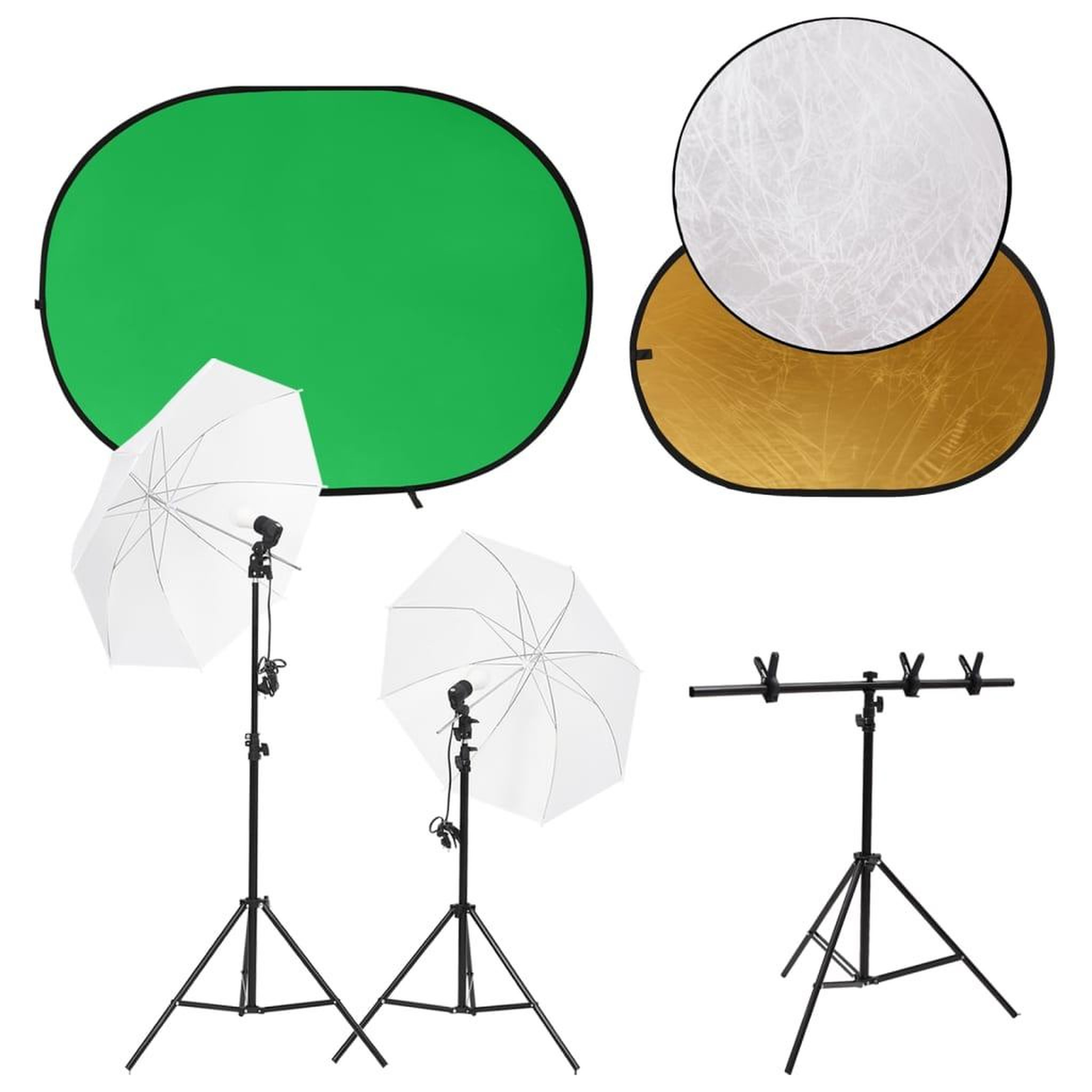 VIDAXL Kit de studio photo avec eclairage ecran de fond et reflecteur