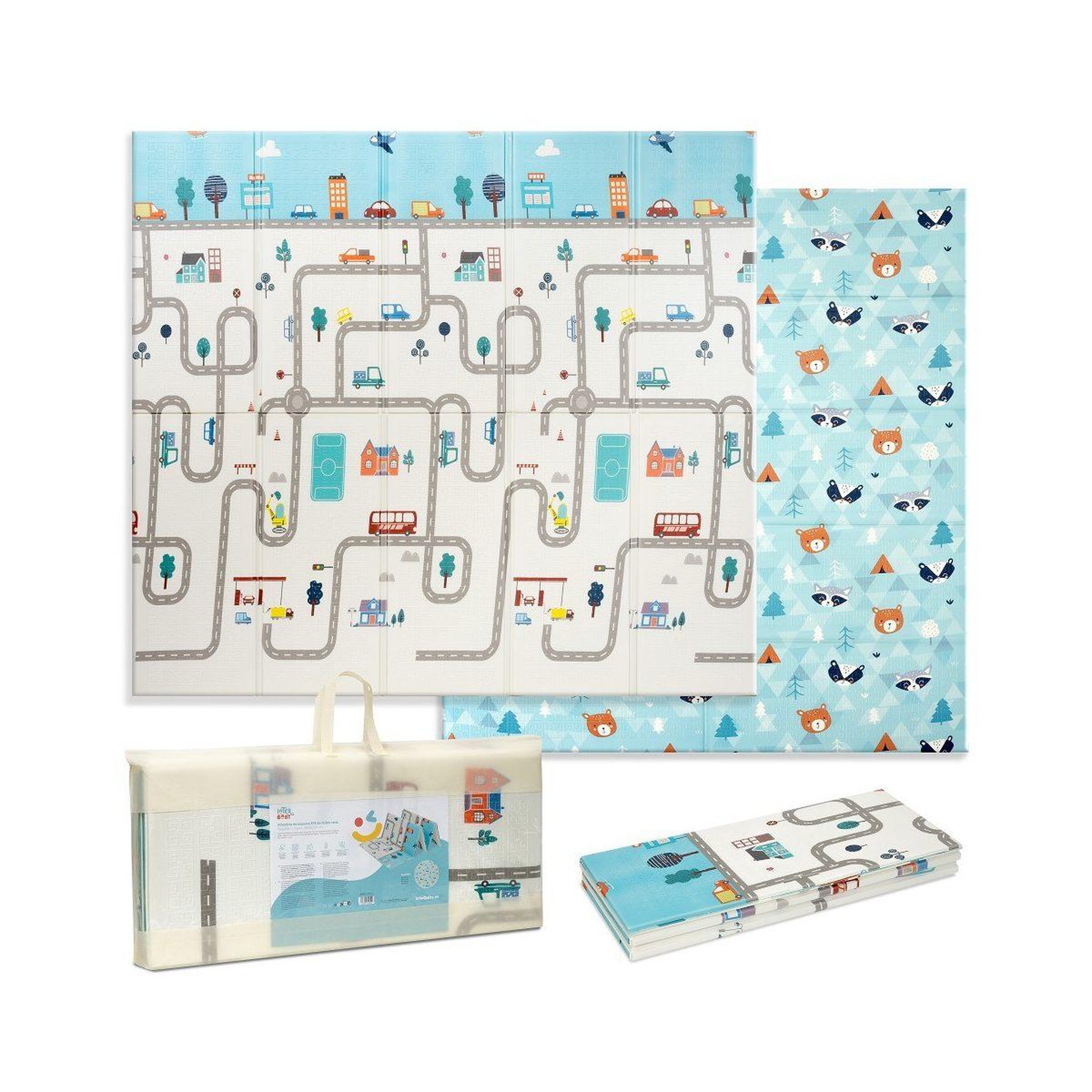 INTERBABY Tapis de jeu  voitures - sol matelassé pour l'éveil
