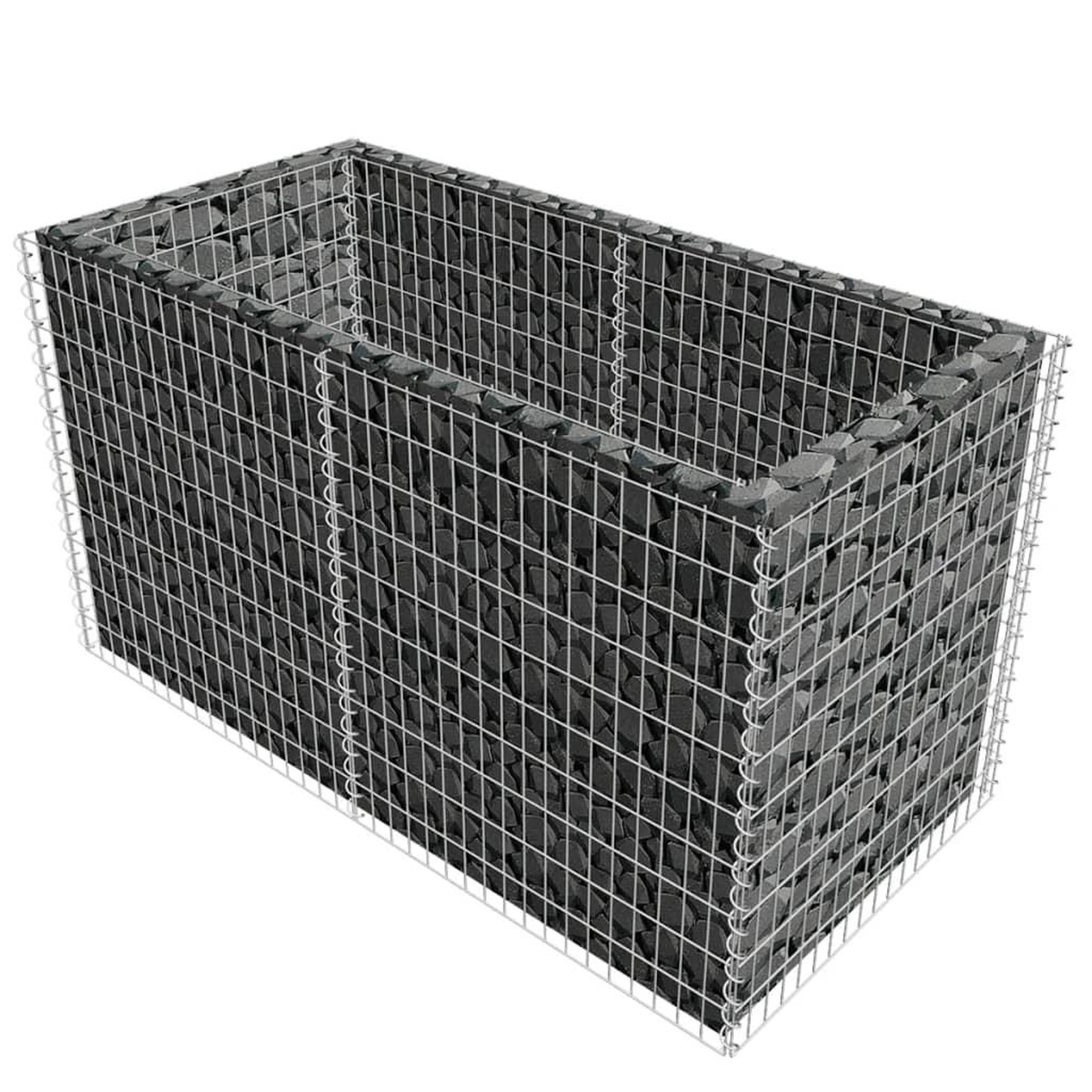 Voir la diapositive 3 : VIDAXL Lit sureleve a gabion acier 180 x 90 x 100 cm argente
