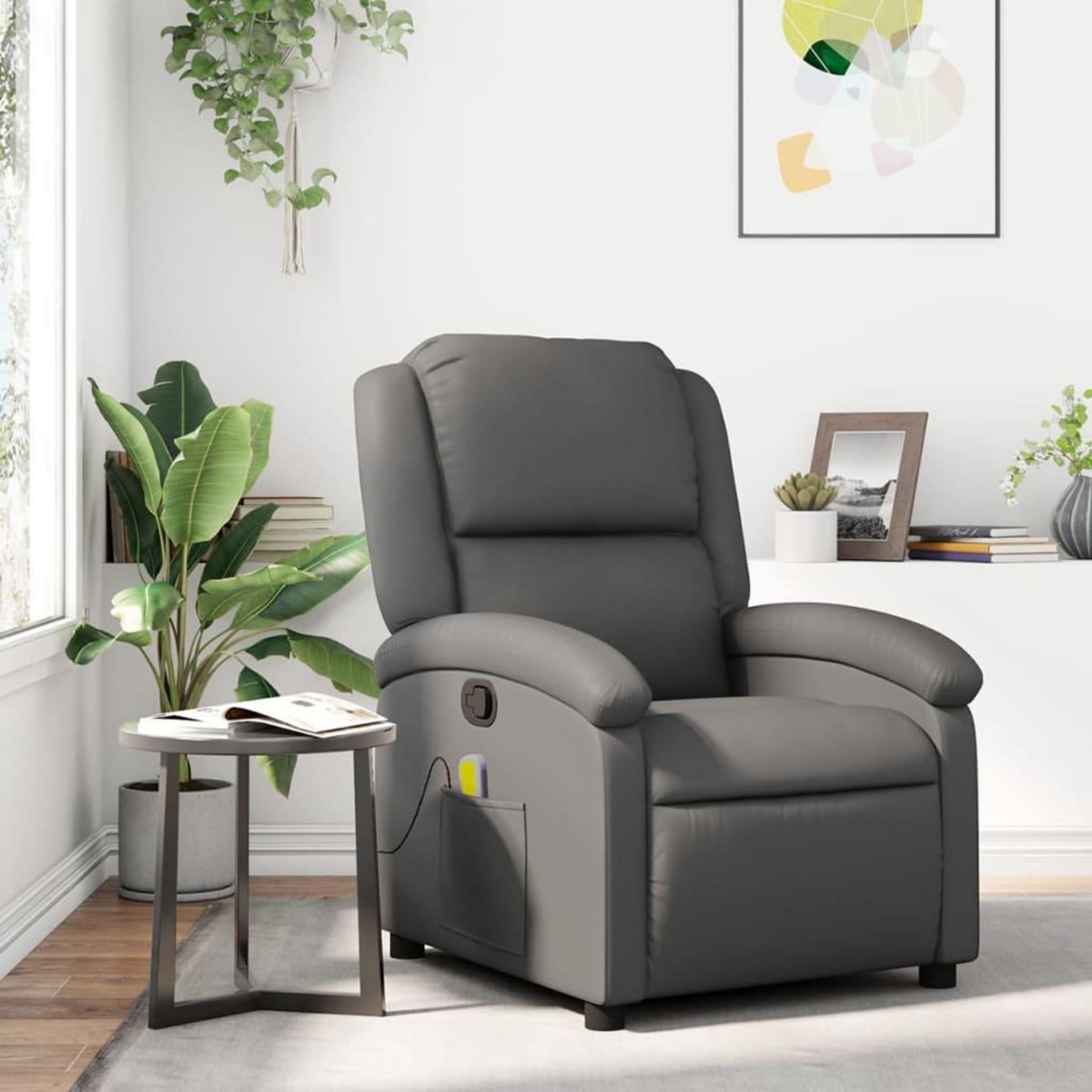 VIDAXL Fauteuil de massage inclinable Gris Similicuir