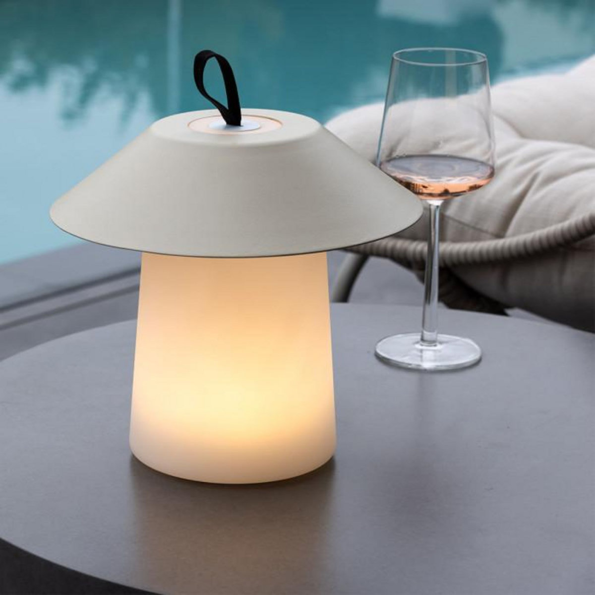 Paris Prix Lampe à Poser d'Extérieur LED  Rubu  26cm Beige