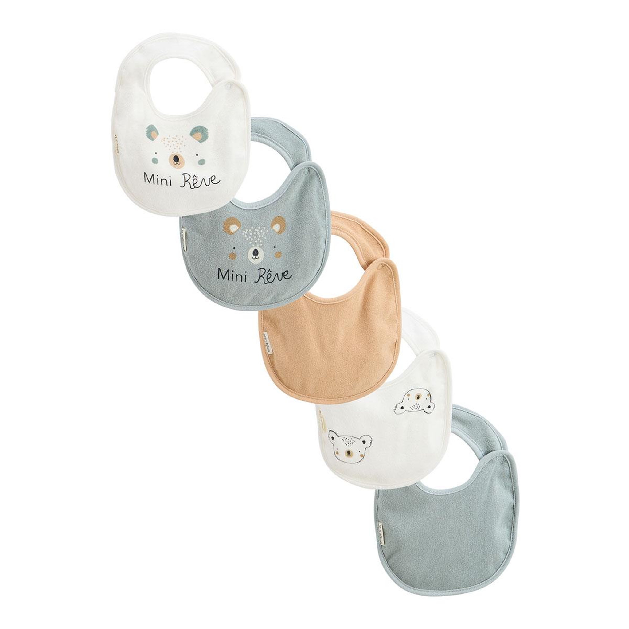 Voir la diapositive 1 : Petit Béguin Lot de 5 bavoirs bébé mini rêve