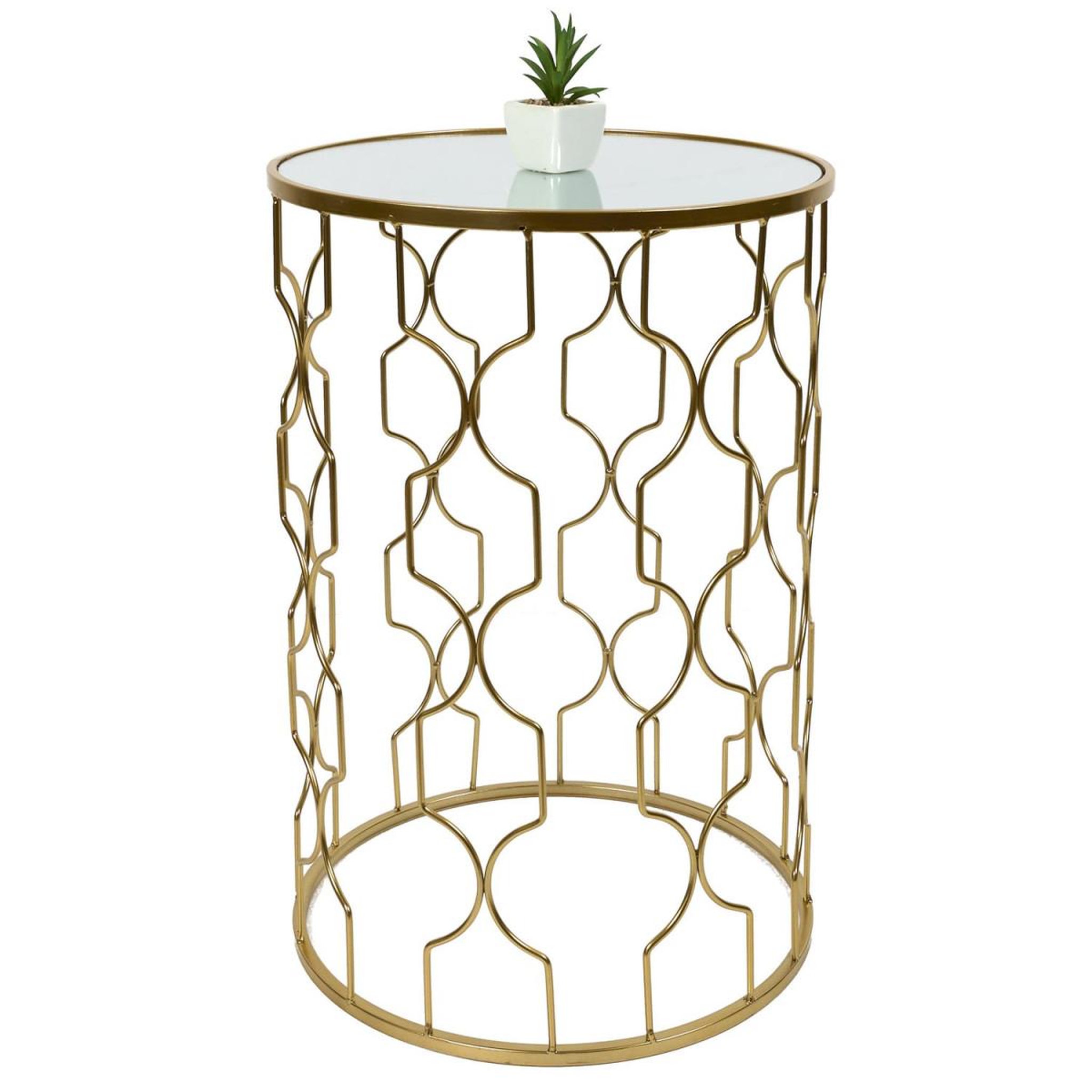 Voir la diapositive 4 : The Home Deco Factory Lot de 2 tables d'appoint gigognes  dubai  55cm or
