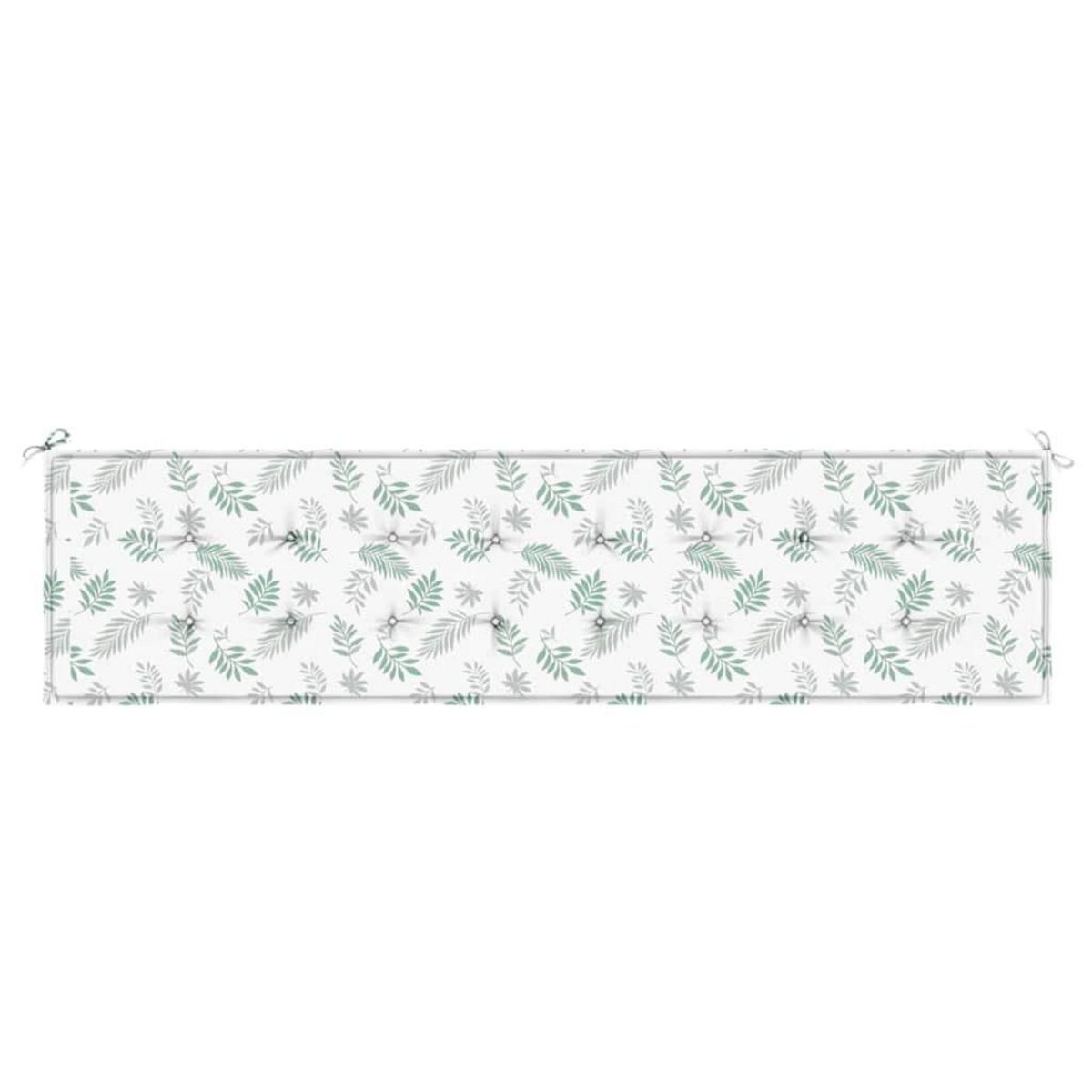 VIDAXL Coussin de banc de jardin motif de feuilles 200x50x3 cm tissu
