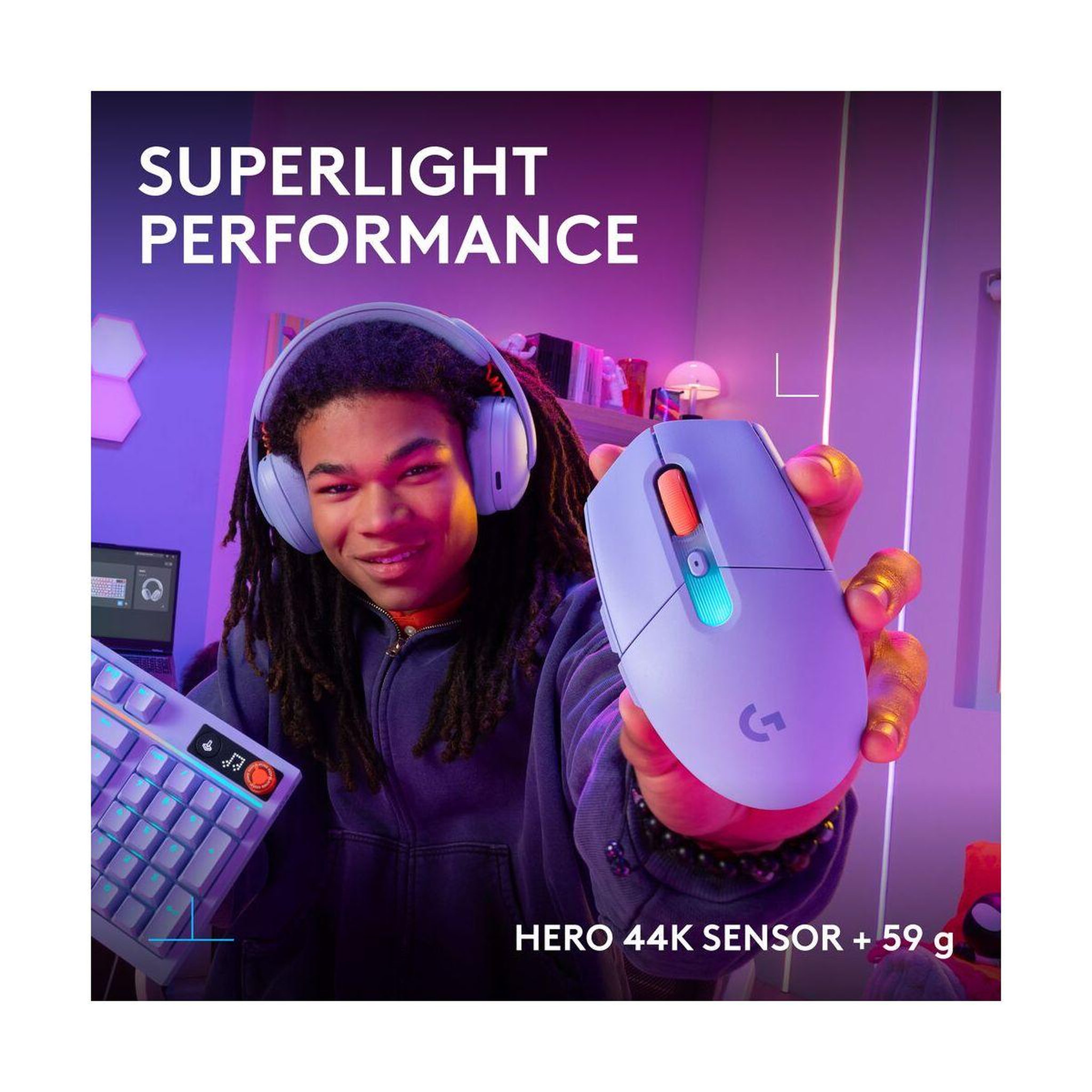Voir la diapositive 3 : Logitech Souris Gamer Sans Fil G305 X Lightspeed Lila