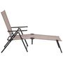 Voir la diapositive 4 : OUTSUNNY Bain de soleil pliable transat inclinable 5 positions chaise longue grand confort avec accoudoirs dim. 152L x 65l x 100H cm métal époxy textilène sable