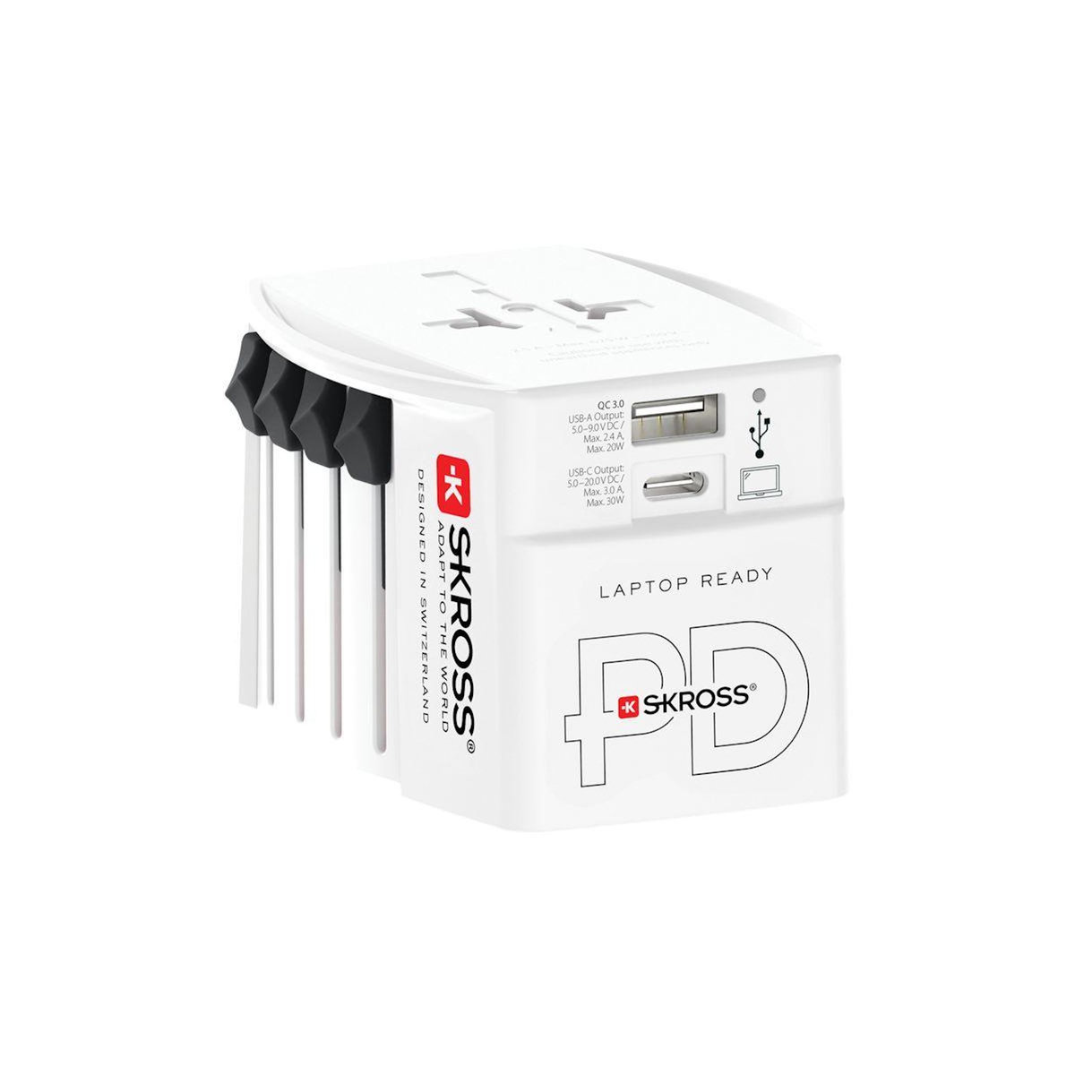 Skross Adaptateur de voyage 150 pays 30W + USB 3 ports