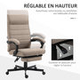 Voir la diapositive 5 : VINSETTO Chaise de bureau manager ergonomique inclinable réglable repose-pied rétractable tissu marron