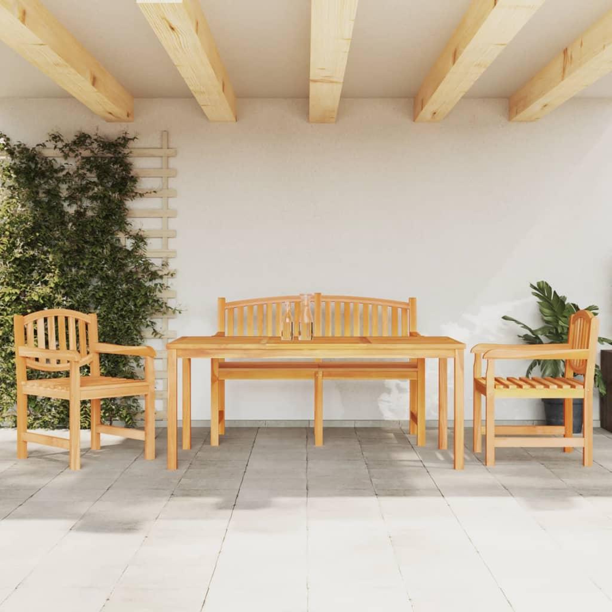 VIDAXL Ensemble a manger de jardin 4 pcs Bois de teck massif