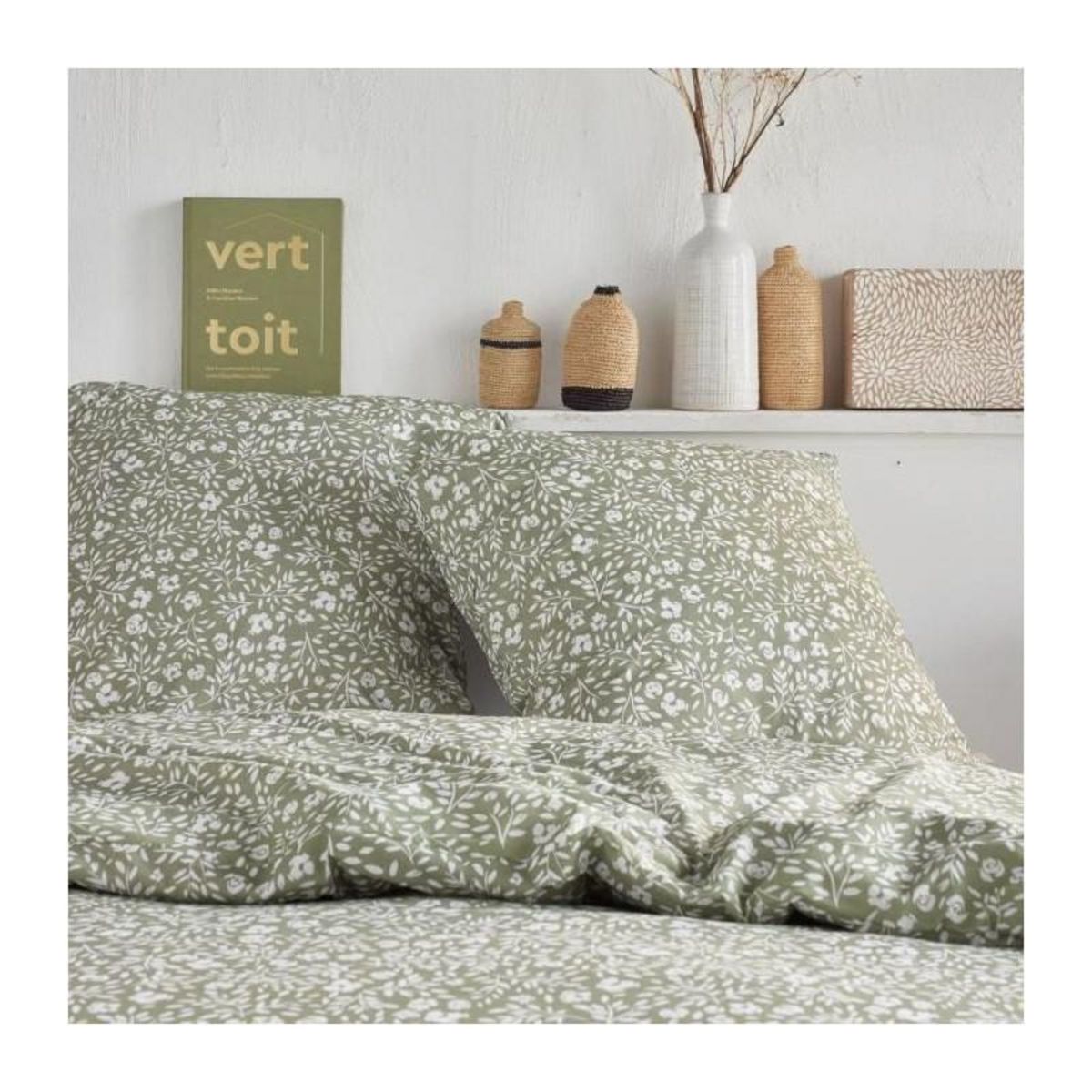 Today Parure de lit - TODAY Crazy - Imprimé Floral - 2 personnes - 220 x 240 cm - Vert