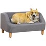PAWHUT Canapé chien lit pour chien design scandinave déhoussable dim. 75L x 55l x 39H cm pieds bois tissu polyester gris