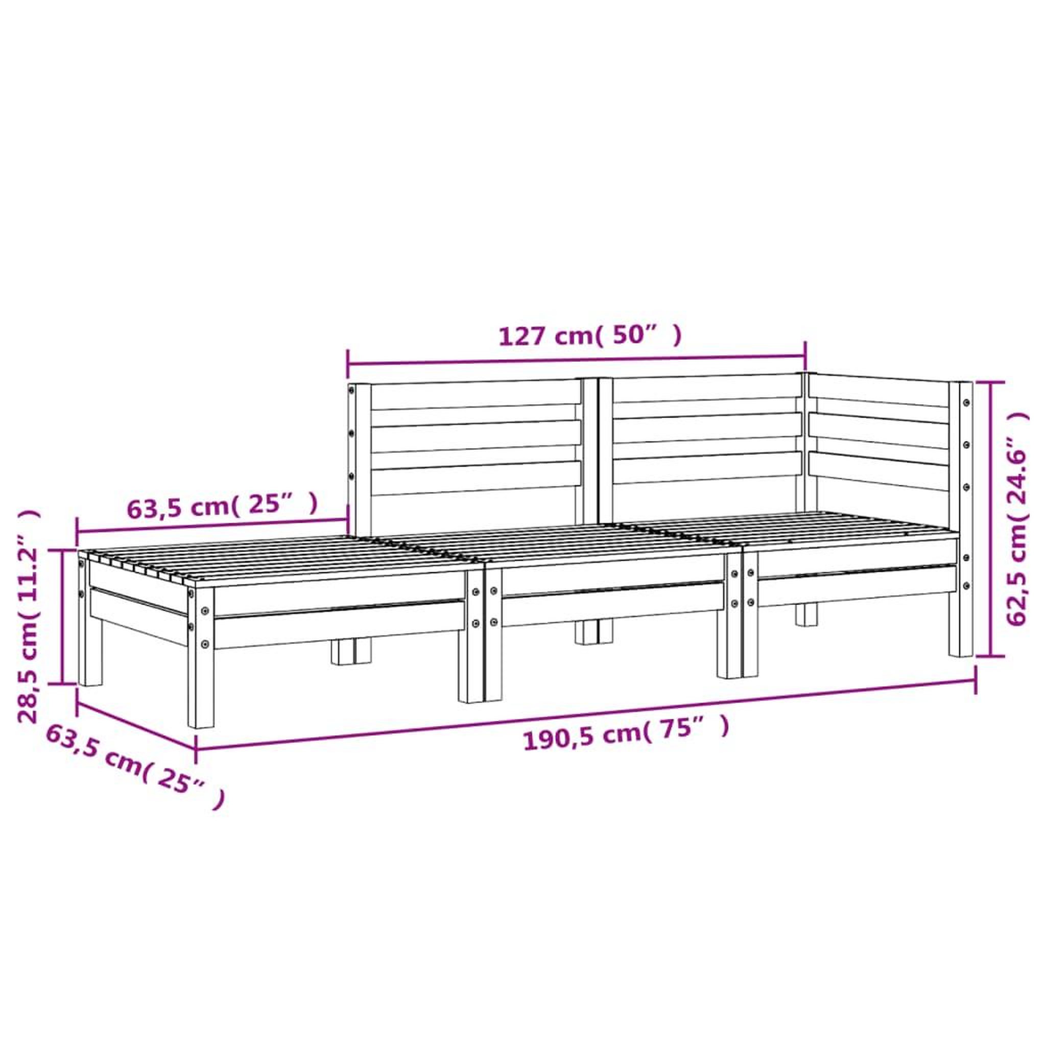 Voir la diapositive 6 : VIDAXL Canape de jardin 3 places bois massif de douglas