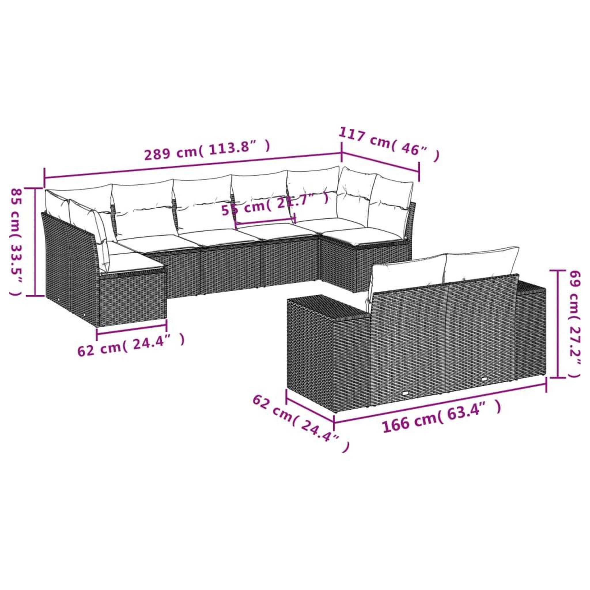 Voir la diapositive 6 : VIDAXL Salon de jardin 9 pcs avec coussins noir resine tressee